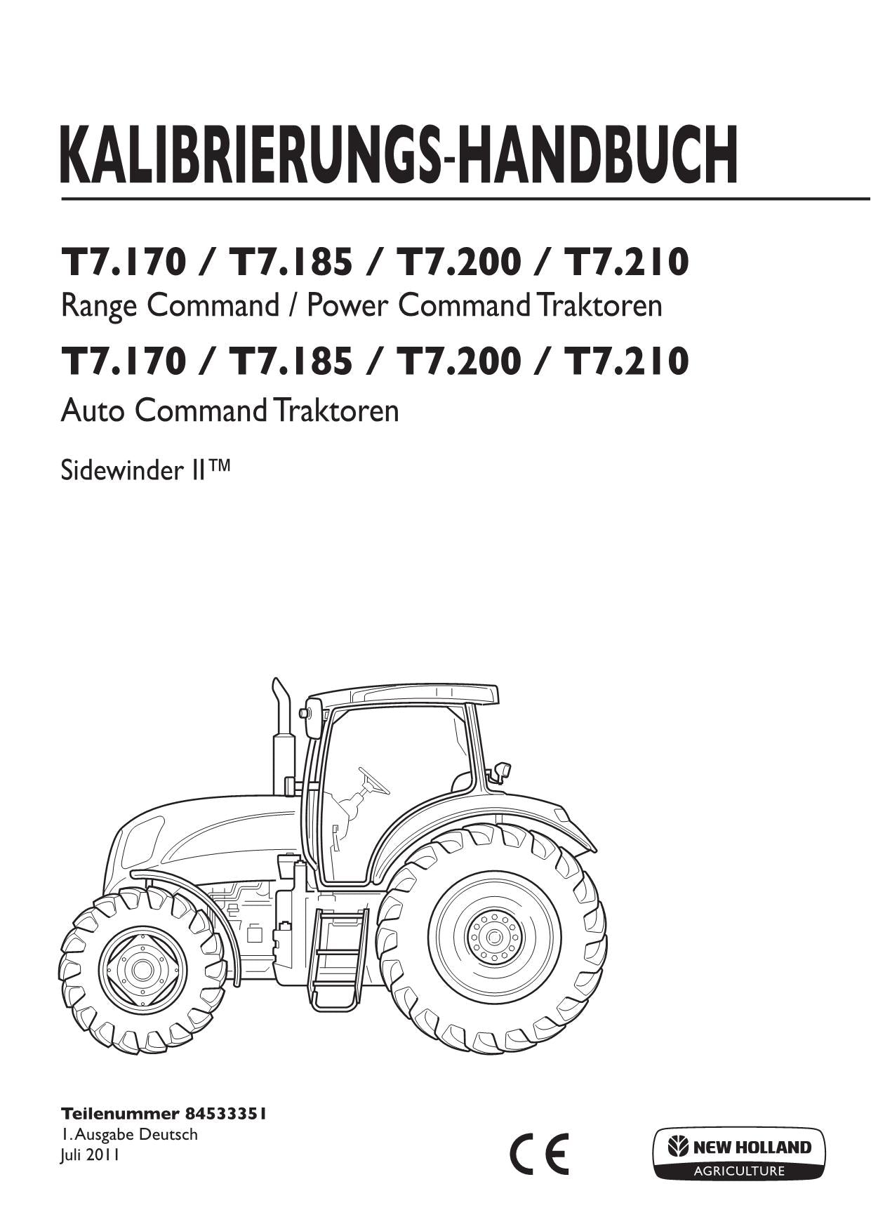 New Holland T7.170 T7.185 T7.200 T7.210 manuel d'instructions pour tracteur 84533351