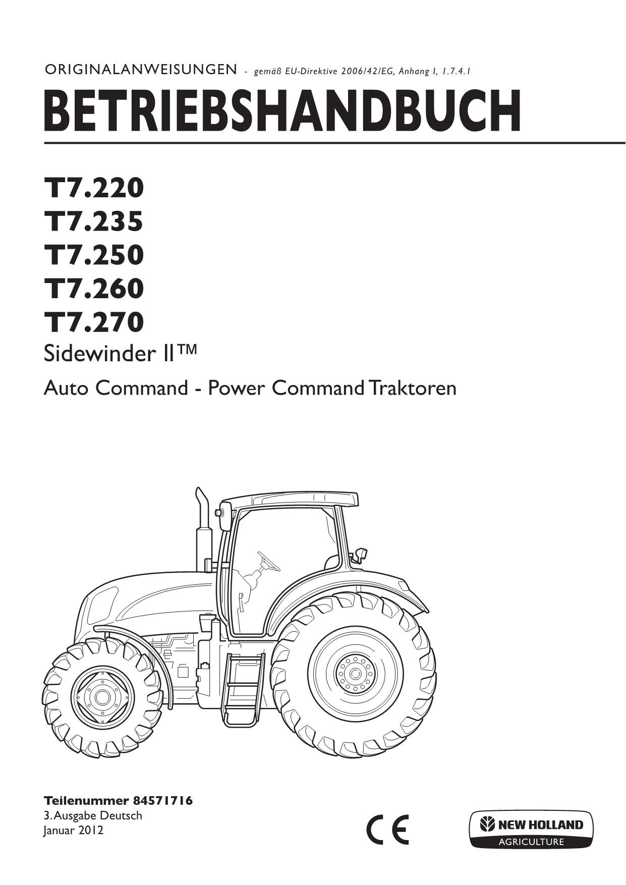 New Holland T7.220 T7.235 T7.250 T7.260 T7.270 manuel de maintenance pour tracteur #2