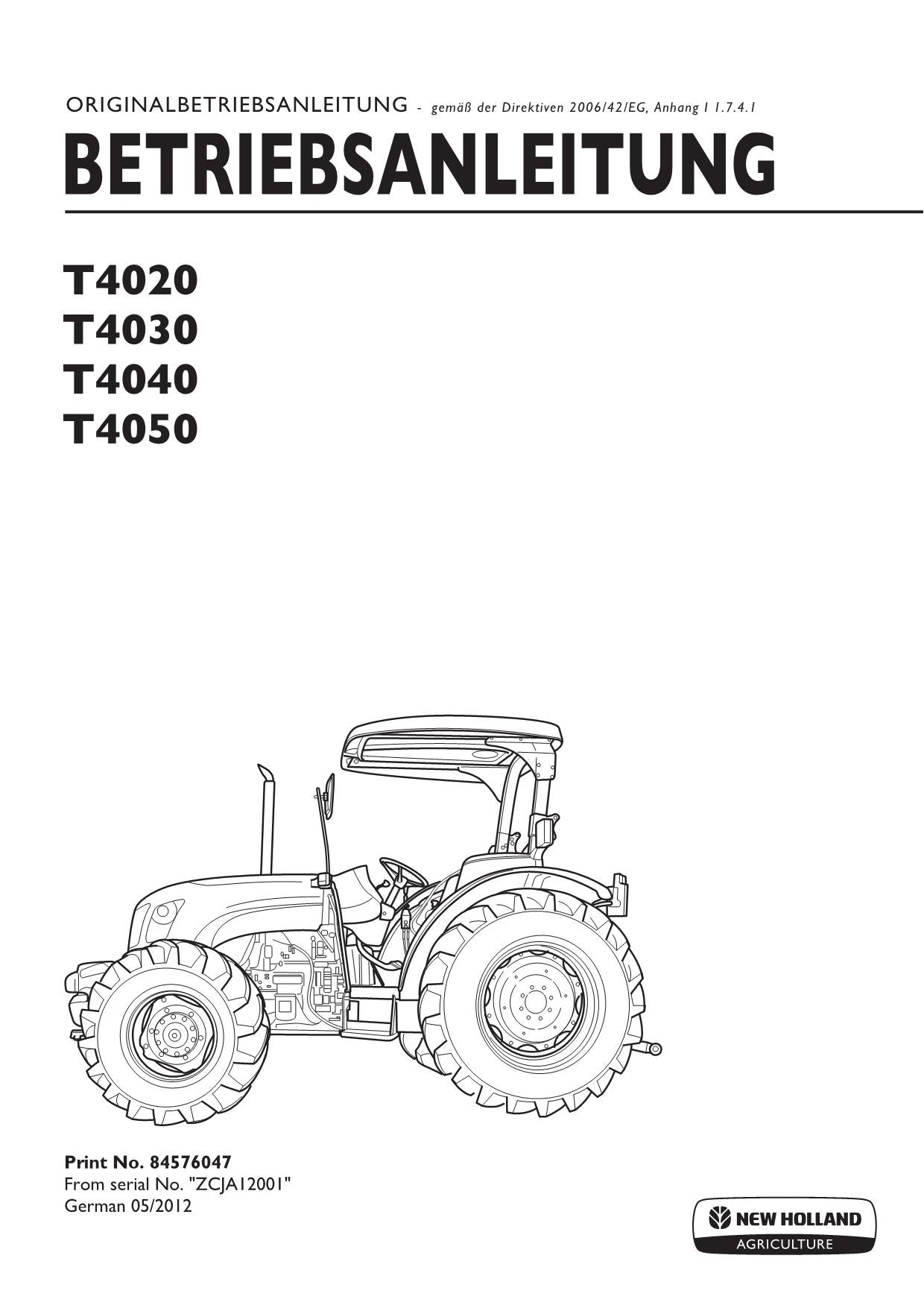 New Holland T4020 T4030 T4040 T4050 Traktor Betriebsanleitung #3