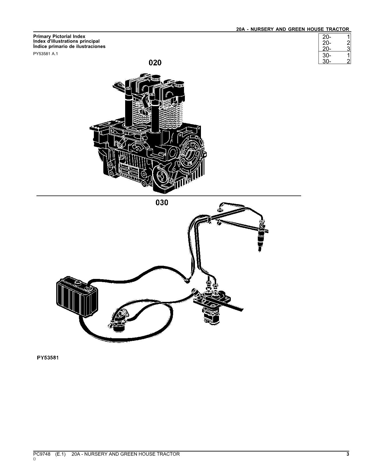 JOHN DEERE 20A TRACTOR PARTS CATALOG MANUAL