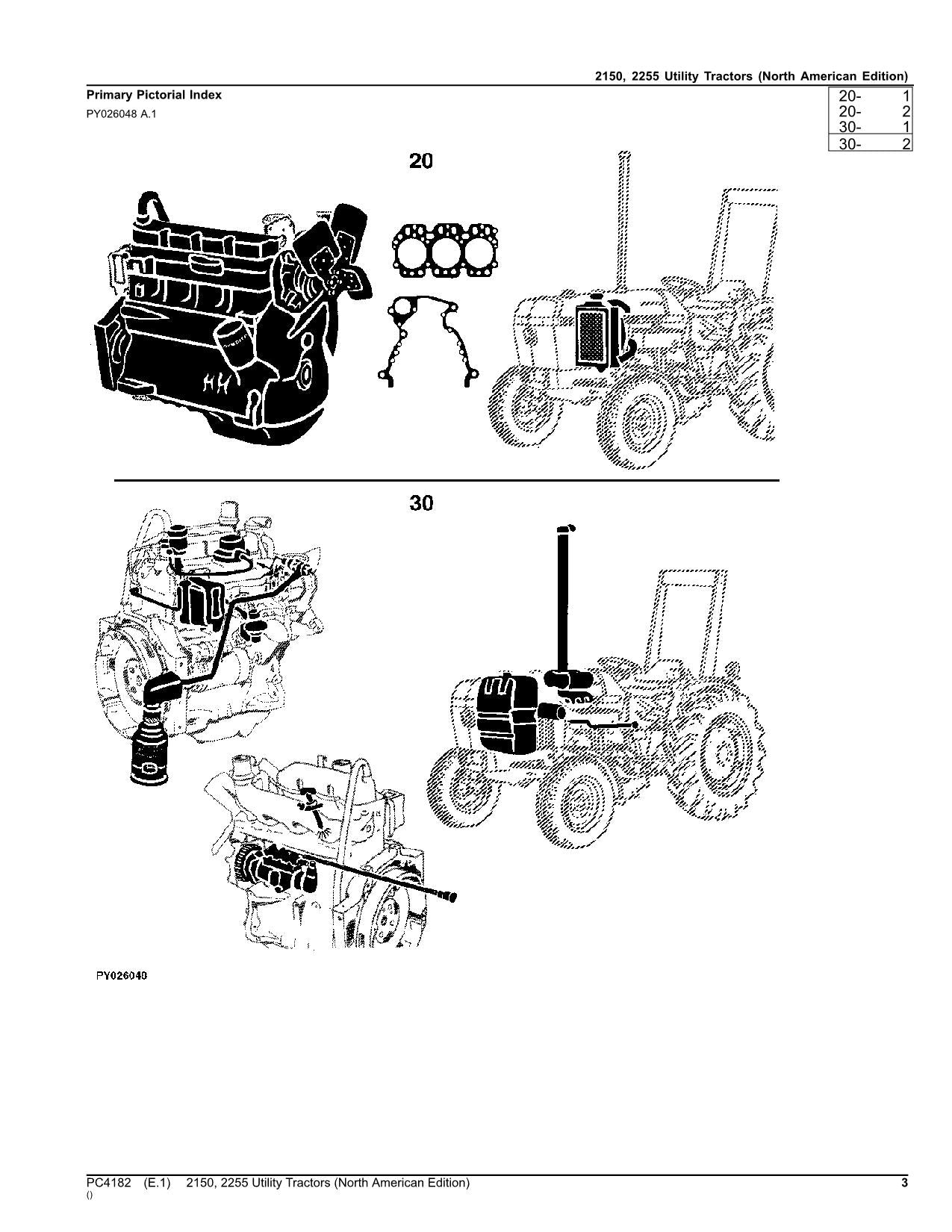 JOHN DEERE 2150 2255 TRACTOR PARTS CATALOG MANUAL