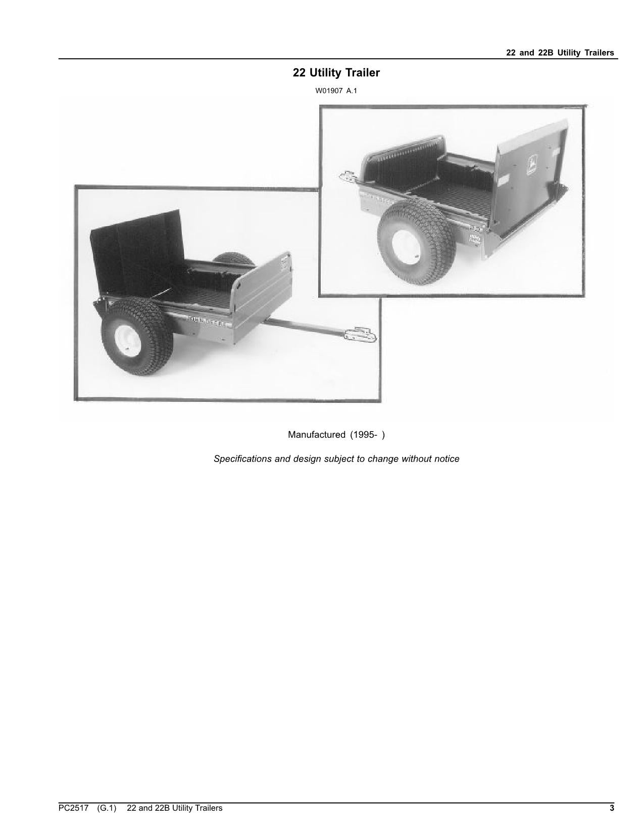 JOHN DEERE 22 22B TRACTOR PARTS CATALOG MANUAL