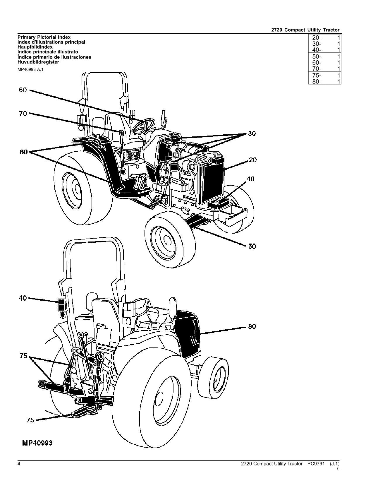 JOHN DEERE 2720 TRACTOR PARTS CATALOG MANUAL