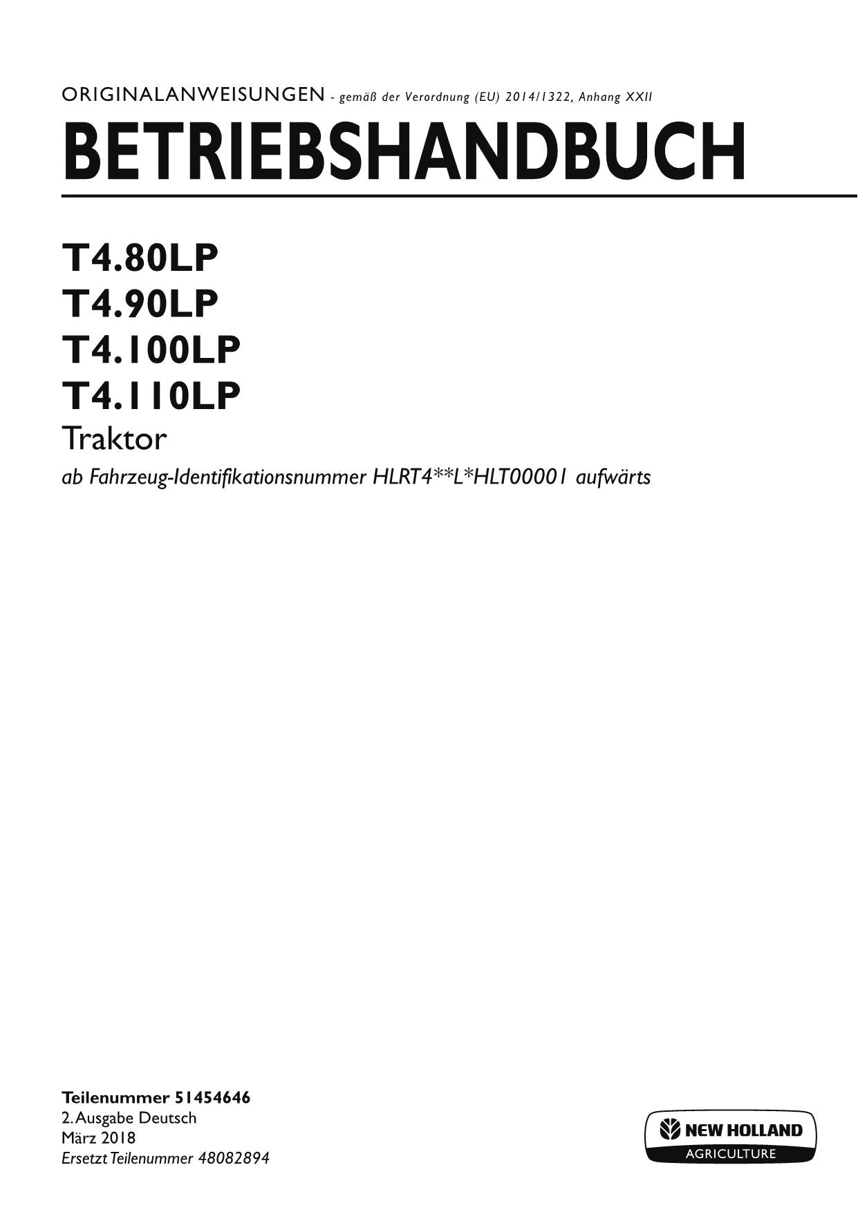 Manuel d'utilisation du tracteur New Holland T4.80LP T4.90LP T4.100LP T4.110LP #2