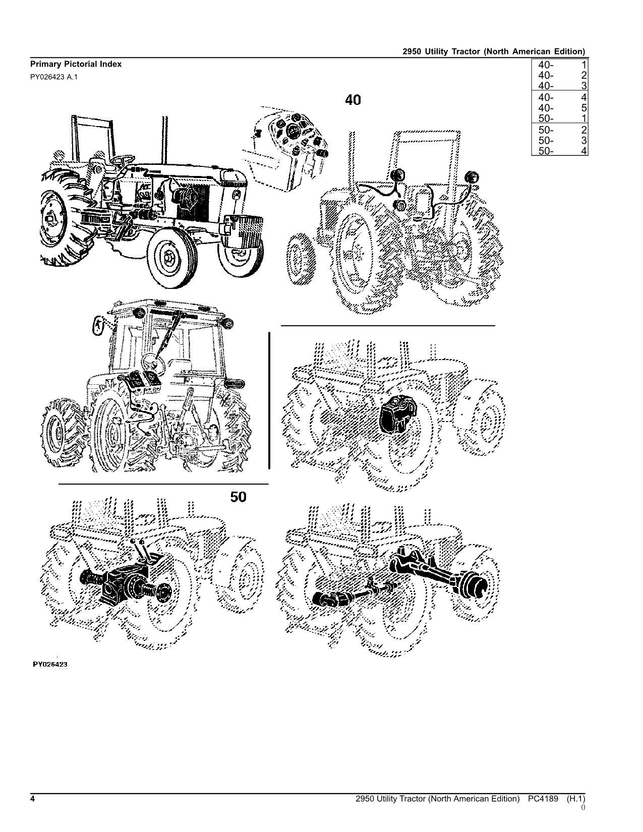 JOHN DEERE 2950 TRACTOR PARTS CATALOG MANUAL