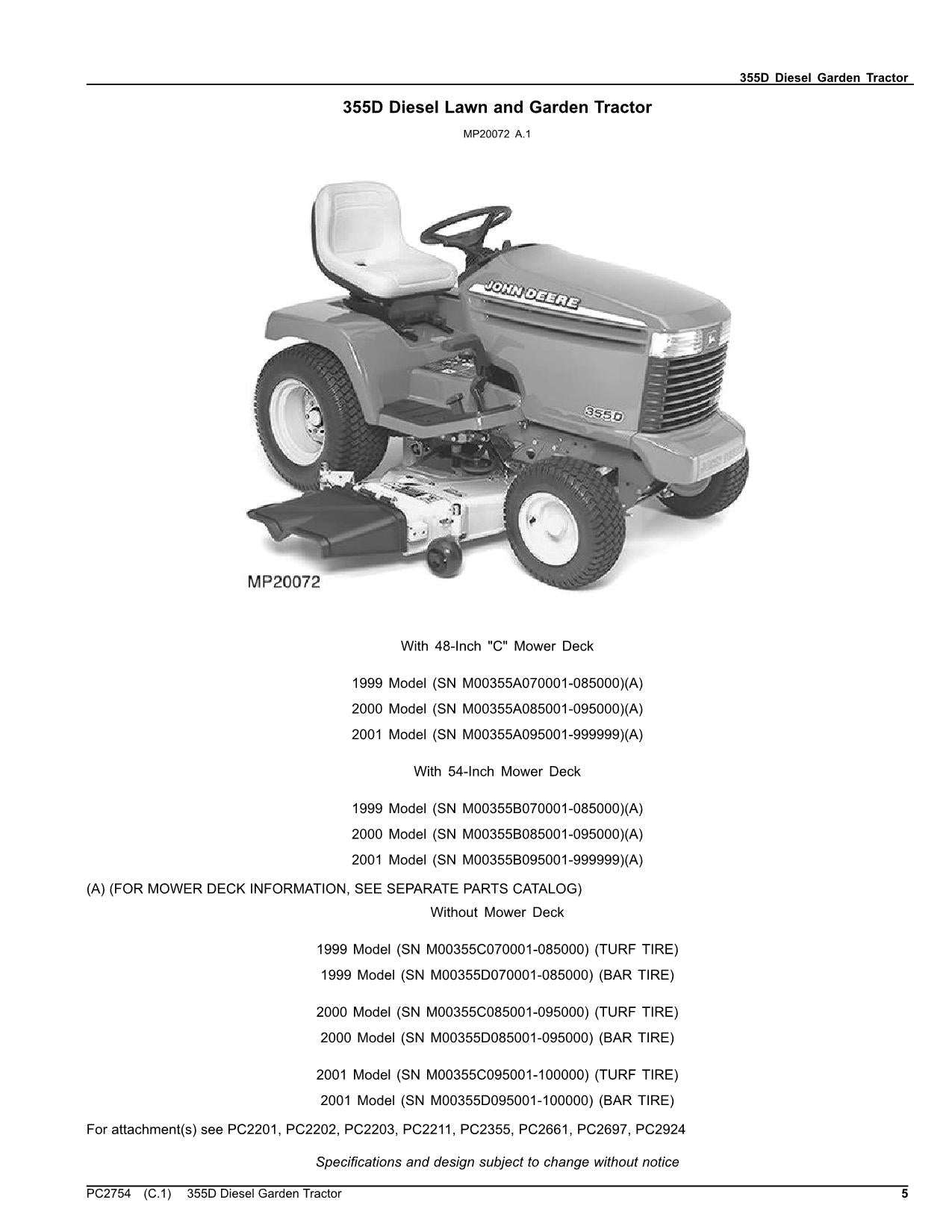 MANUEL DU CATALOGUE DES PIÈCES DU TRACTEUR JOHN DEERE 355D