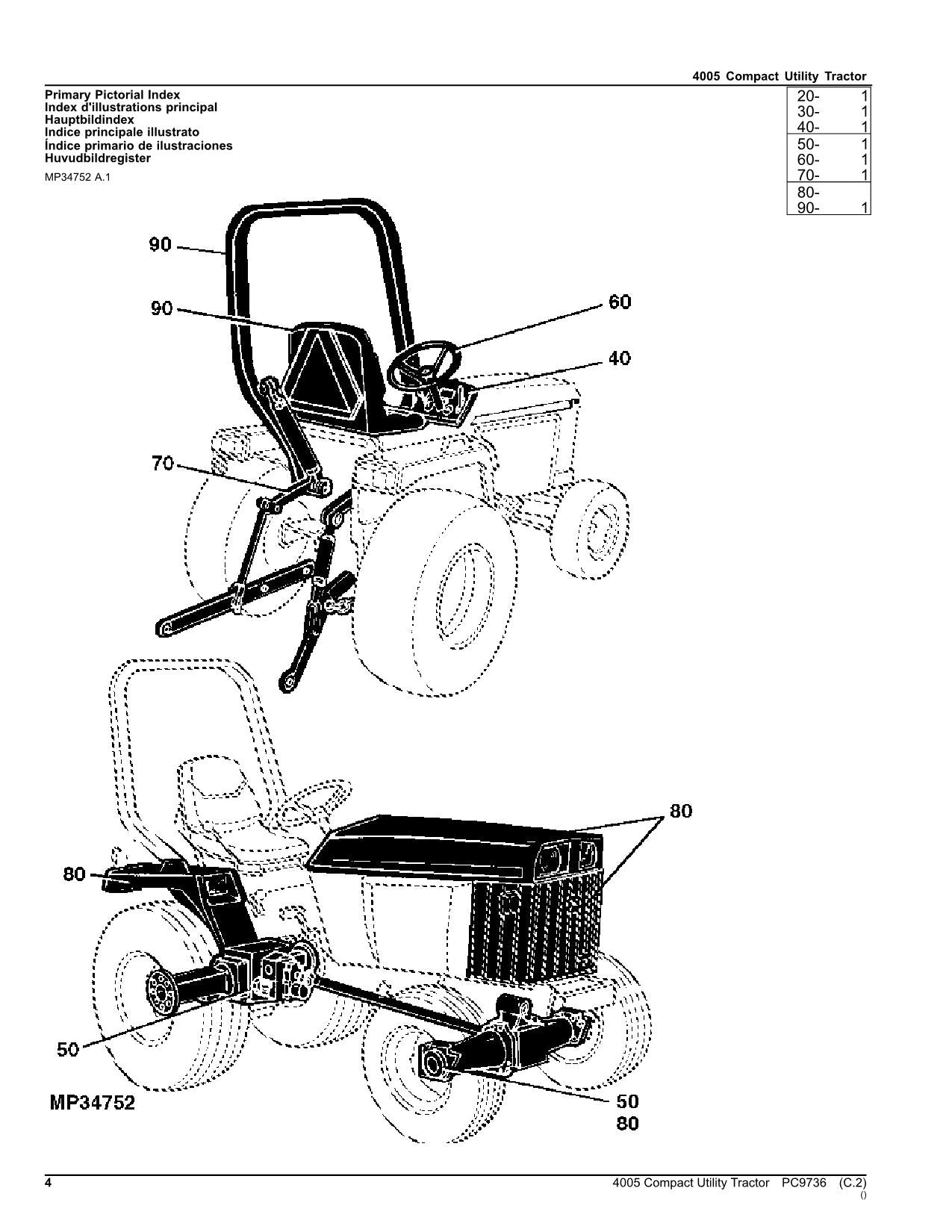 JOHN DEERE 4005 TRACTOR PARTS CATALOG MANUAL