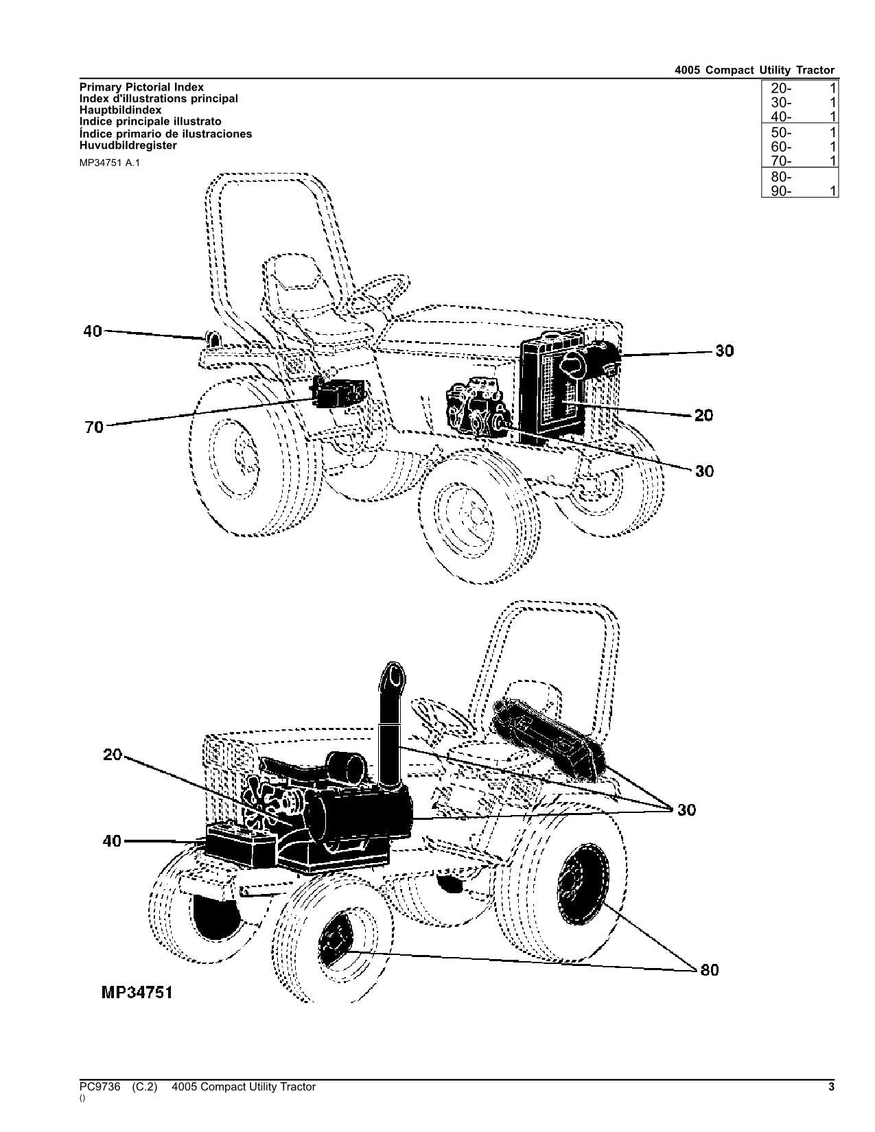 JOHN DEERE 4005 TRAKTOR ERSATZTEILKATALOGHANDBUCH