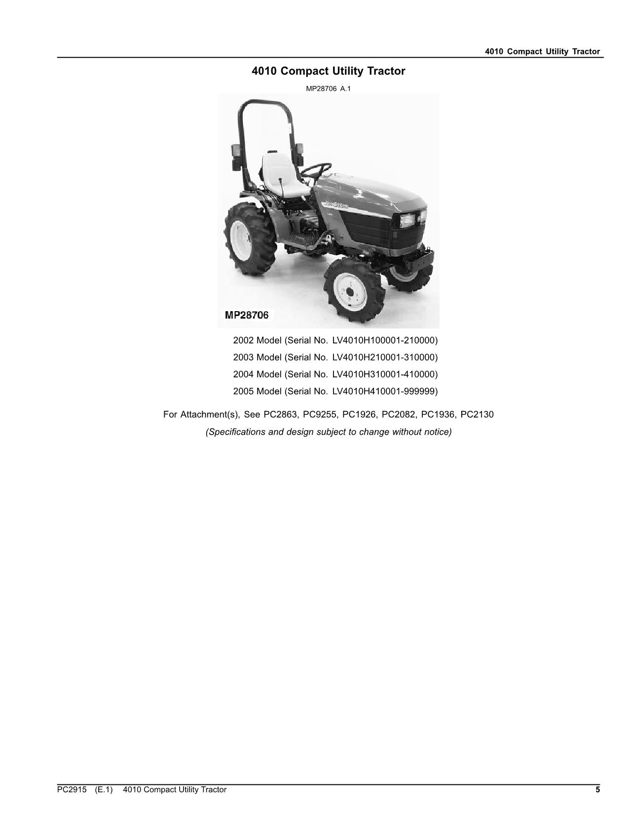 JOHN DEERE 4010 TRACTOR PARTS CATALOG MANUAL #1