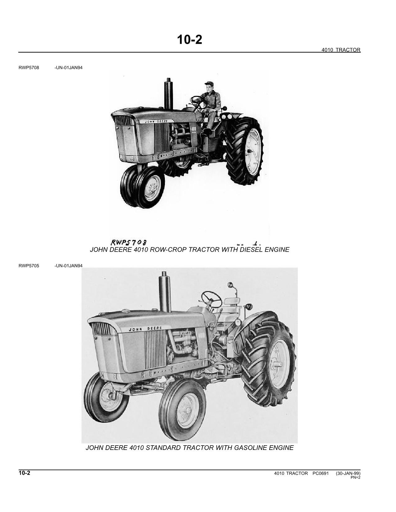 MANUEL DU CATALOGUE DES PIÈCES DU TRACTEUR JOHN DEERE 4010 #2