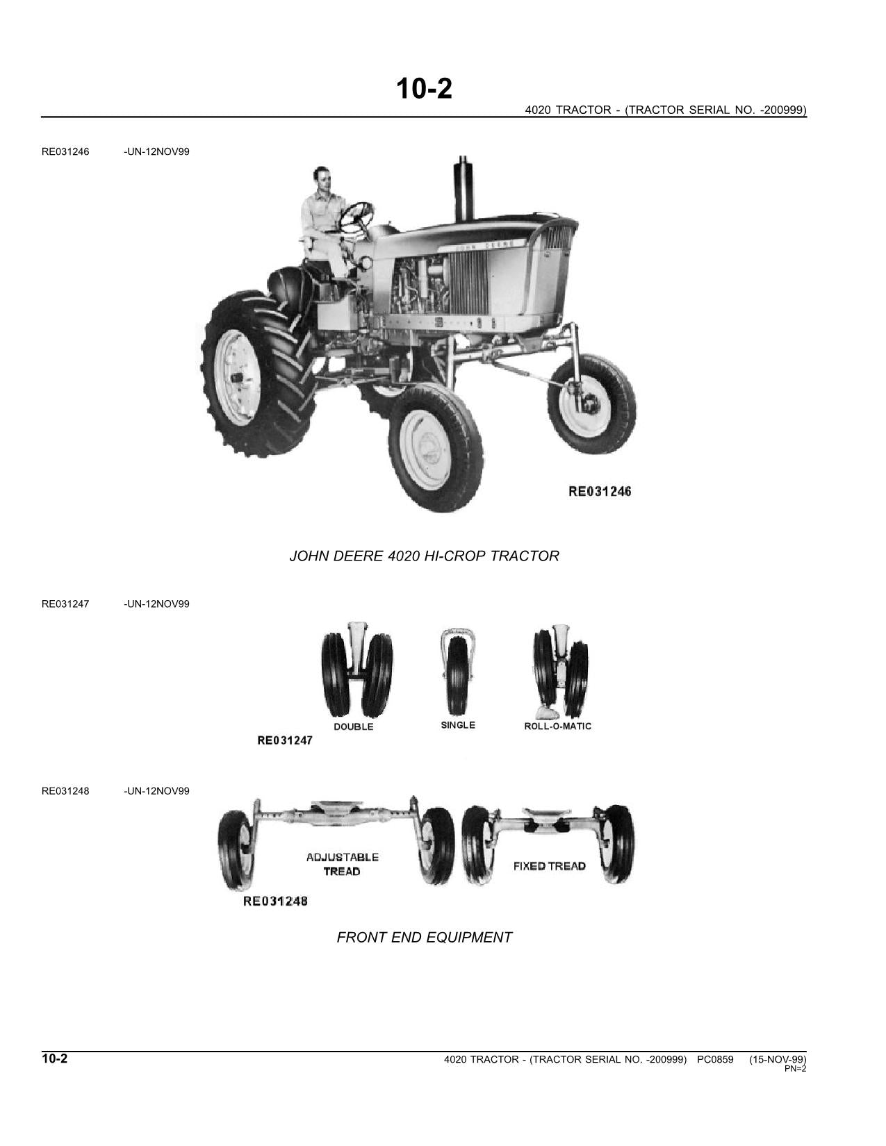 JOHN DEERE 4020 TRACTOR PARTS CATALOG MANUAL