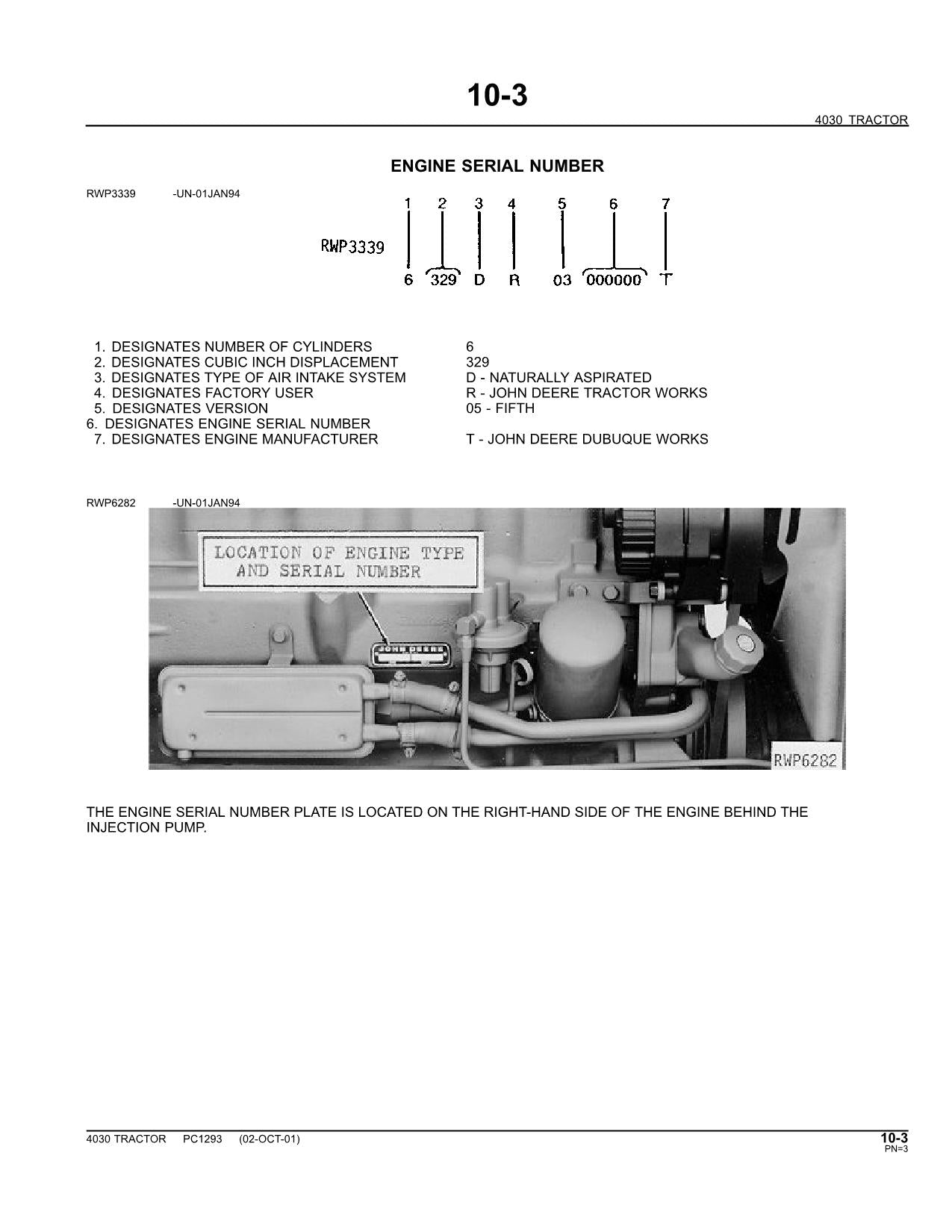 JOHN DEERE 4030 TRACTOR PARTS CATALOG MANUAL