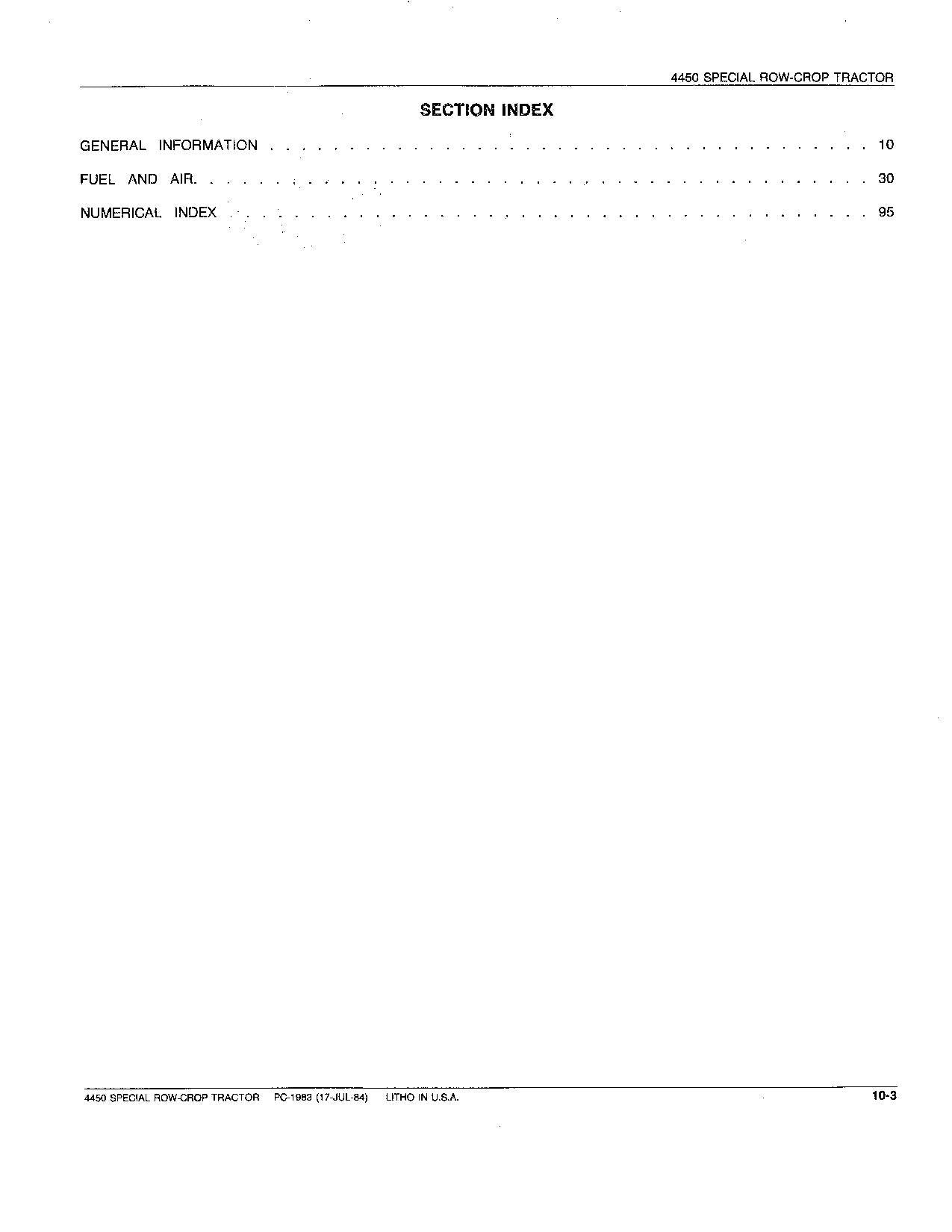 JOHN DEERE 4450 TRACTOR FUEL INJECTION PUMP PARTS CATALOG MANUAL