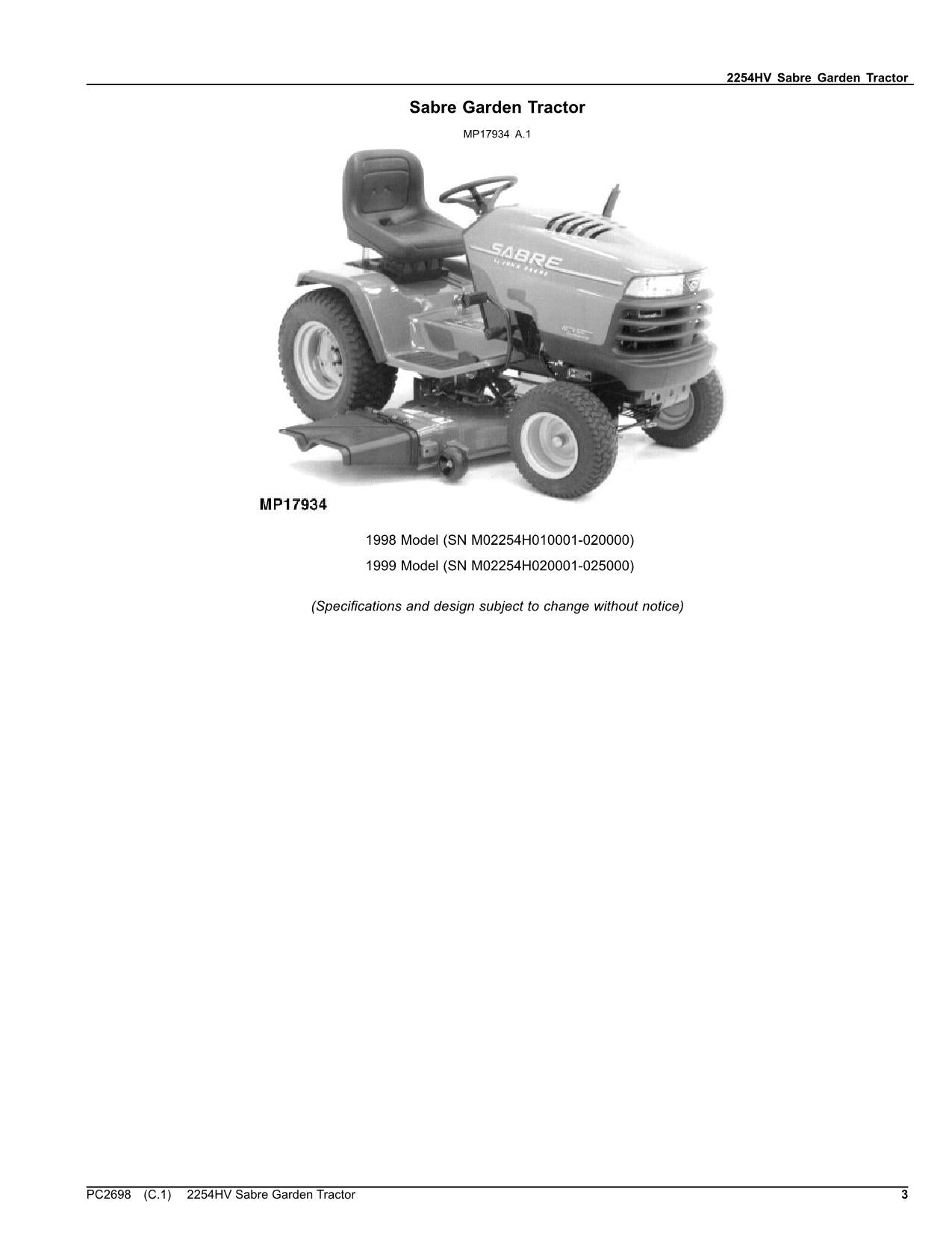 JOHN DEERE 2254HV TRACTOR PARTS CATALOG MANUAL