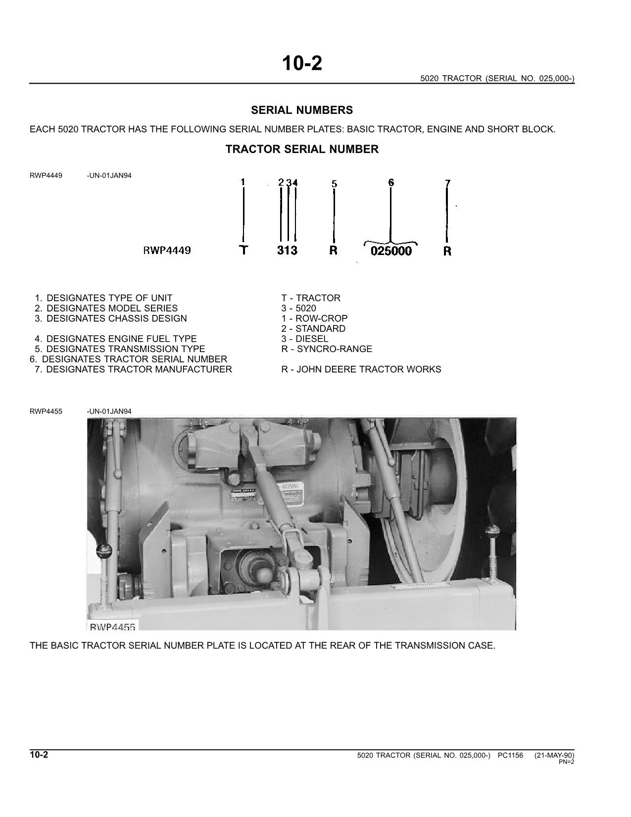 MANUEL DU CATALOGUE DES PIÈCES DU TRACTEUR JOHN DEERE 5020 #2