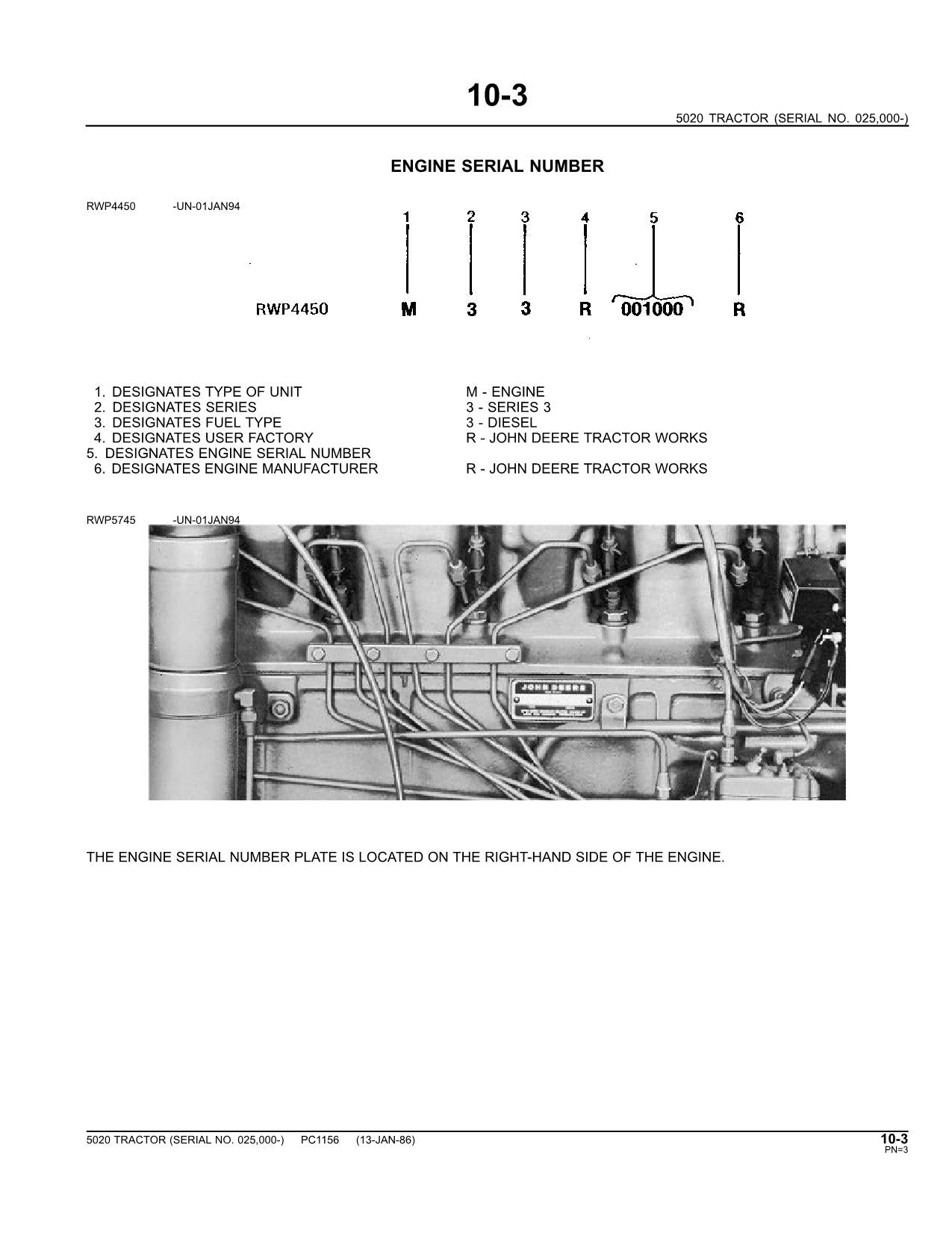 MANUEL DU CATALOGUE DES PIÈCES DU TRACTEUR JOHN DEERE 5020 #2