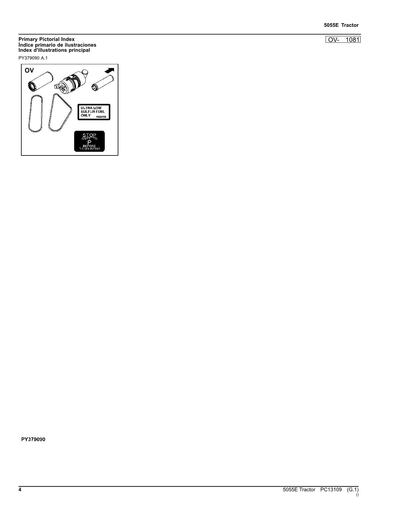 JOHN DEERE 5055E TRACTOR PARTS CATALOG MANUAL #1