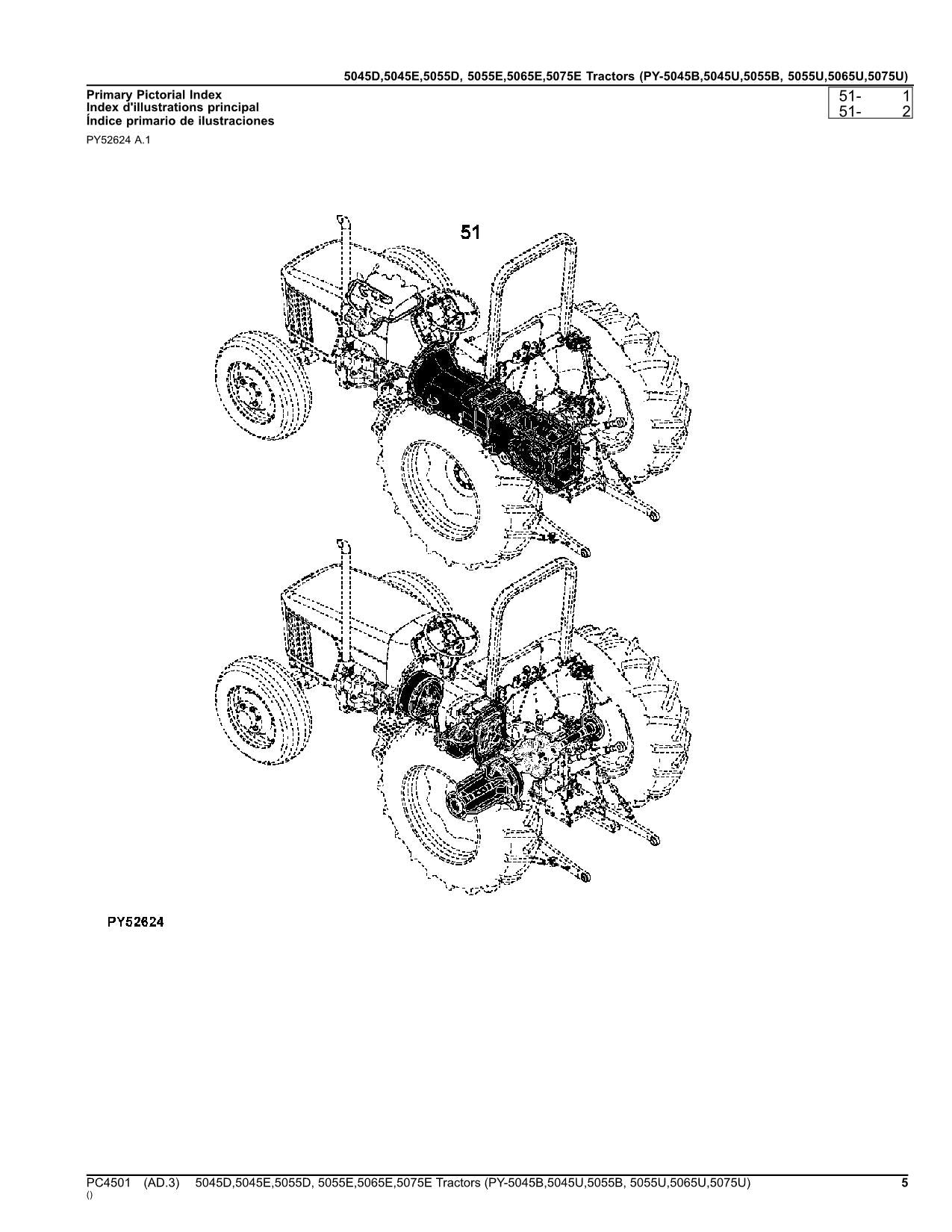 JOHN DEERE 5045D 5045E 5055D 5055E 5065E TRAKTOR-TEILEKATALOGHANDBUCH Nr. 2