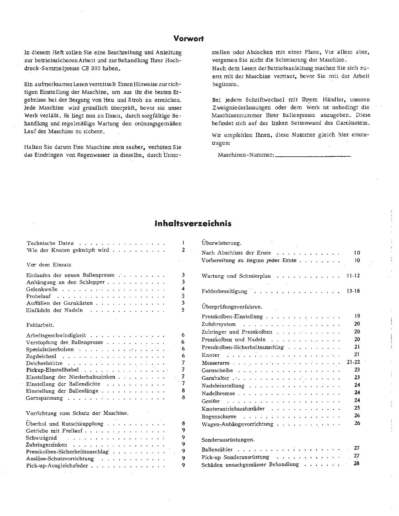 JOHN DEERE HOCHDRUCK SAMMELPRESSE CB 300 BETRIEBSANLEITUNG