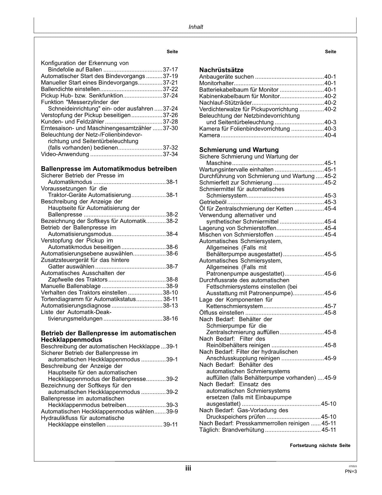 JOHN DEERE RUNDBALLENPRESSE F441R ISOBUS BETRIEBSANLEITUNG