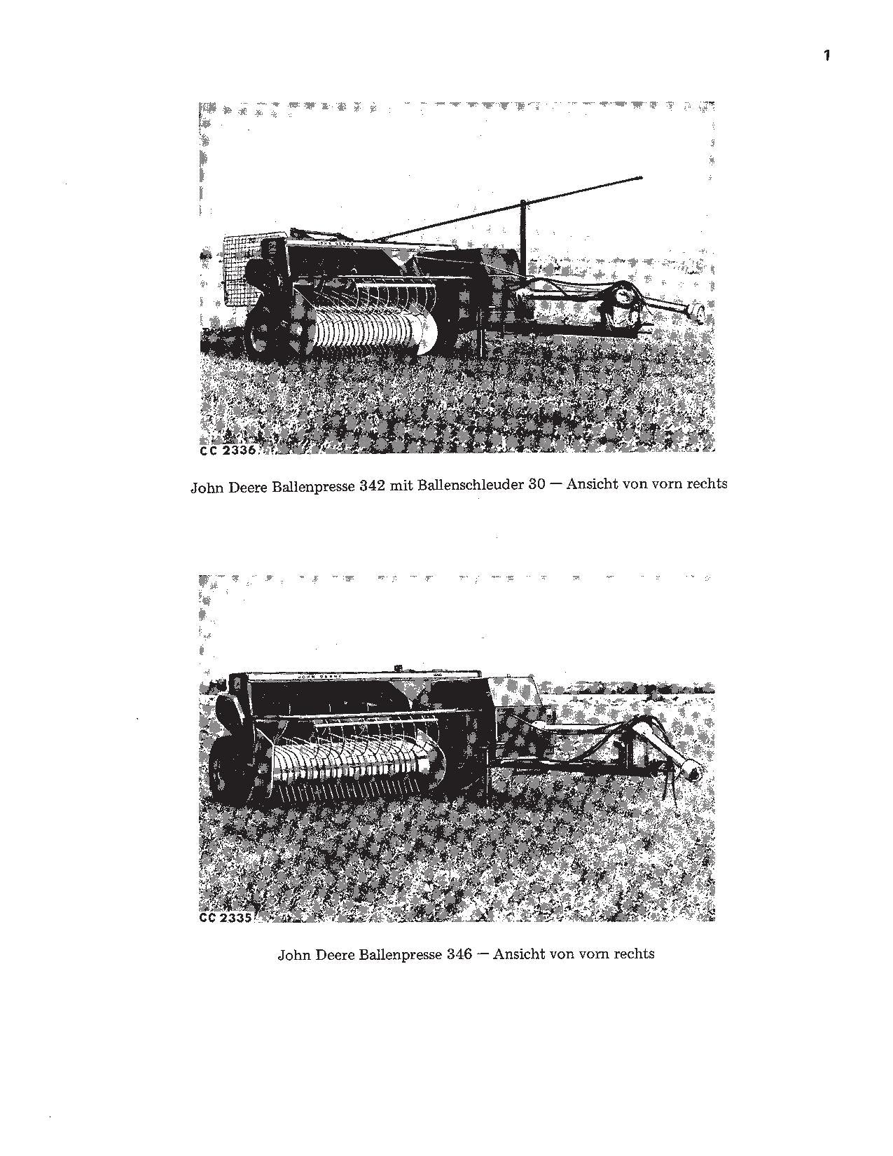 JOHN DEERE HOCHDRUCK SAMMELPRESSE 342 346 BETRIEBSANLEITUNG