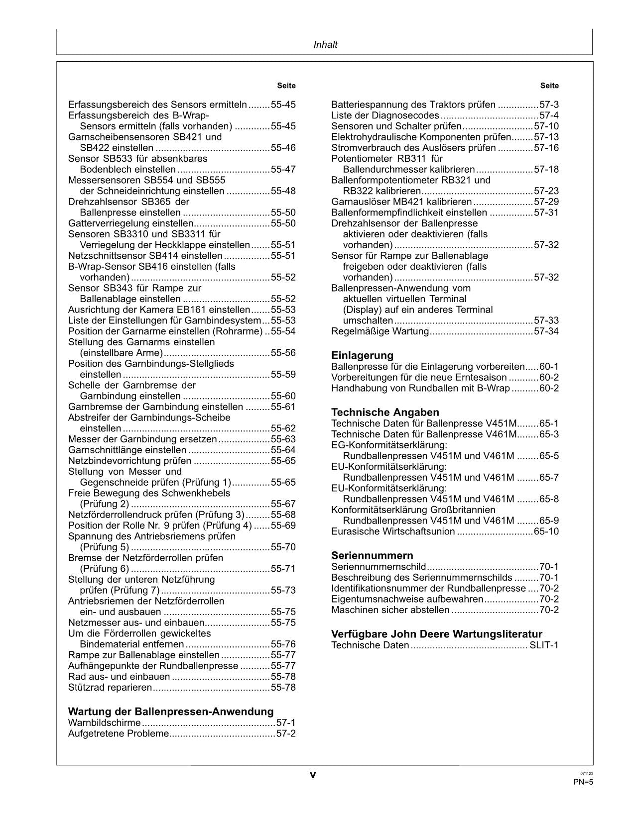 JOHN DEERE RUNDBALLENPRESSEN V461M V451M ISOBUS BETRIEBSANLEITUNG #2