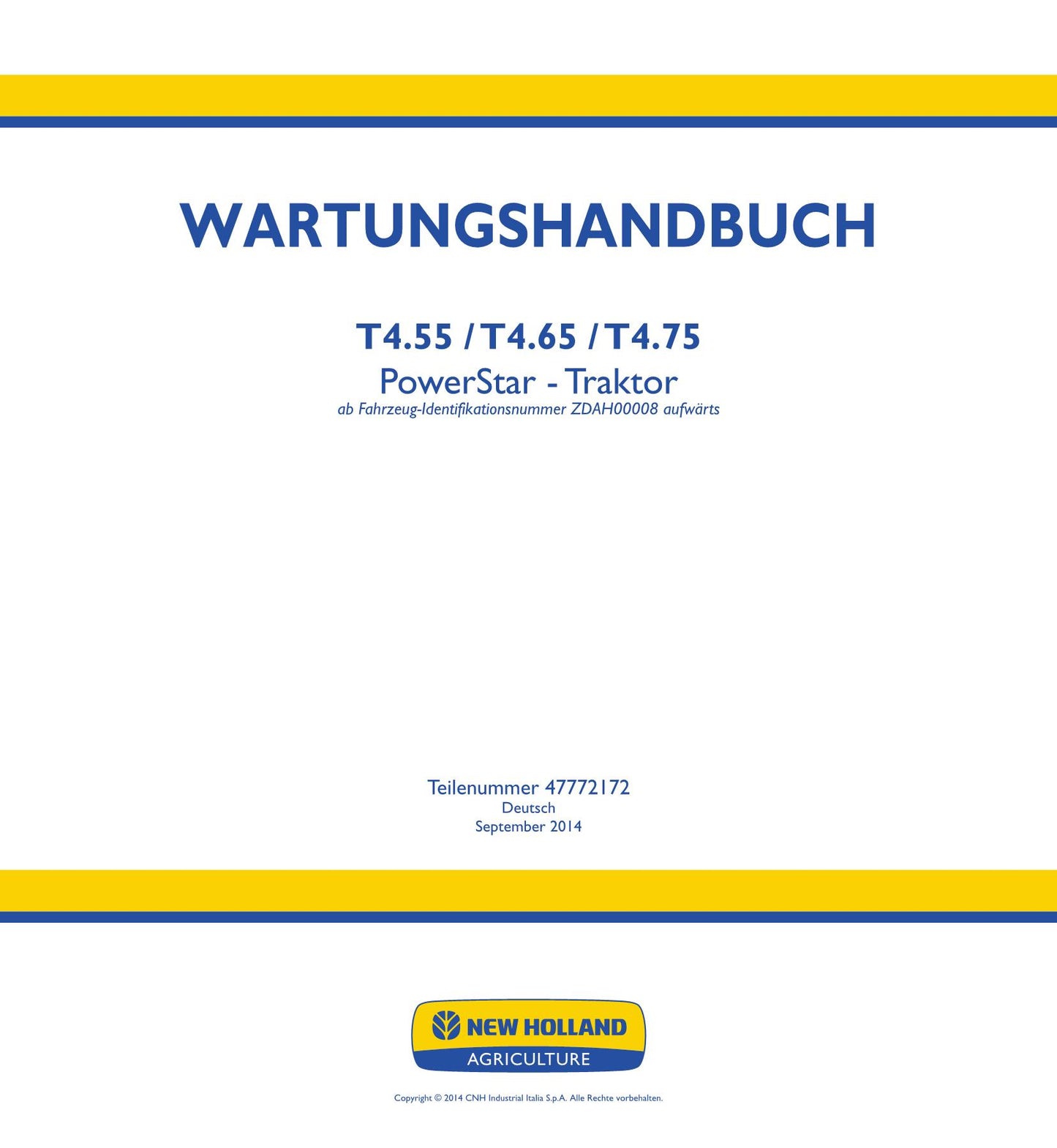 NEW HOLLAND T4.55 T4.65 T4.75 TRAKTOR REPARATURHANDBUCH #1