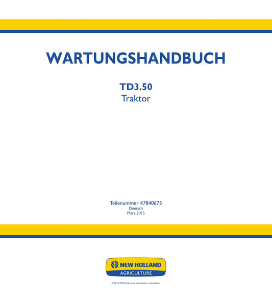 NEW HOLLAND TD3.50 TRAKTOR REPARATURHANDBUCH #1