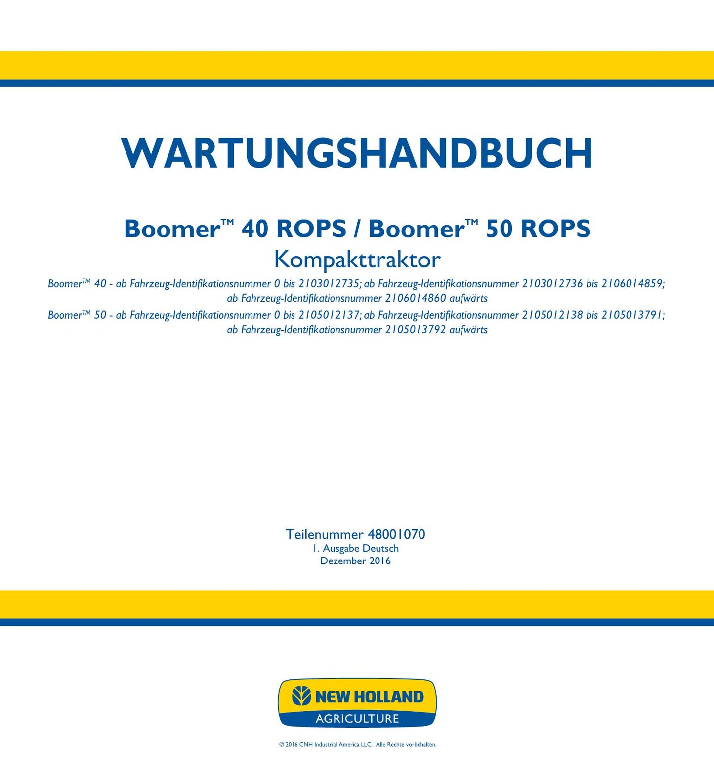 NEW HOLLAND BOOMER 40 50 TRAKTOR REPARATURHANDBUCH #2