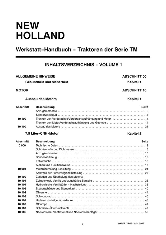 NEW HOLLAND TM120 TM130 TM140 TM155 TM175 TM190 TRAKTOR REPARATURHANDBUCH