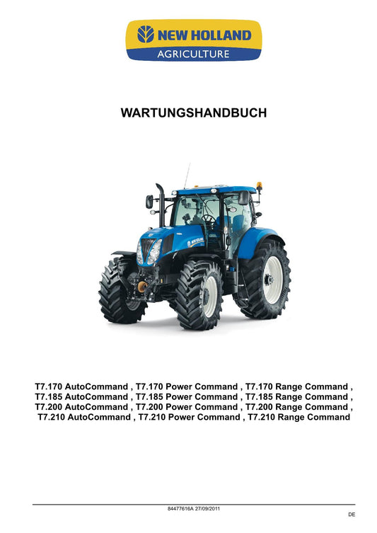 NEW HOLLAND T7.170 T7.185 T7.200 T7.210 TRAKTOR REPARATURHANDBUCH