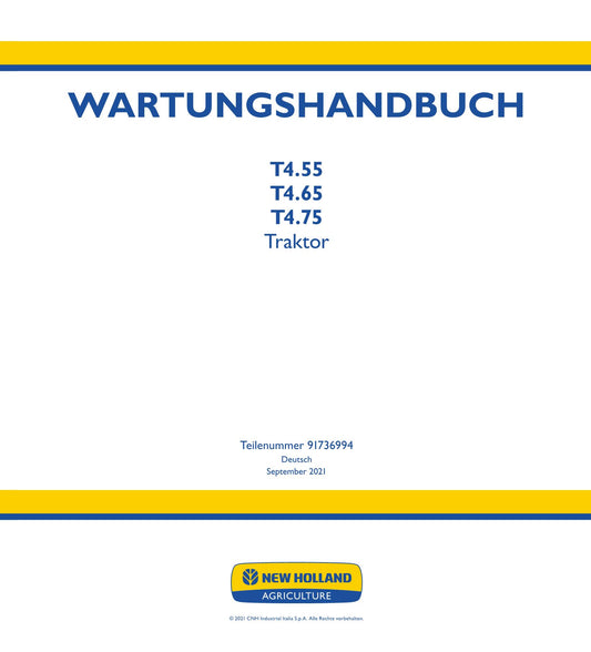 NEW HOLLAND T4.55 T4.65 T4.75 TRAKTOR REPARATURHANDBUCH BUCH