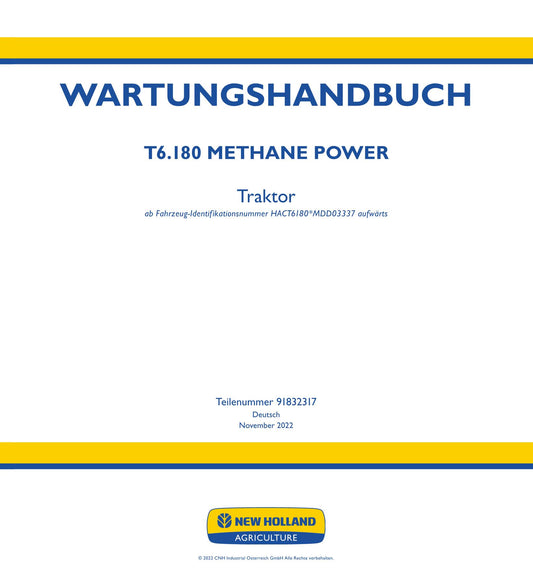 NEW HOLLAND T6.180 METHANE POWER TRAKTOR REPARATURHANDBUCH