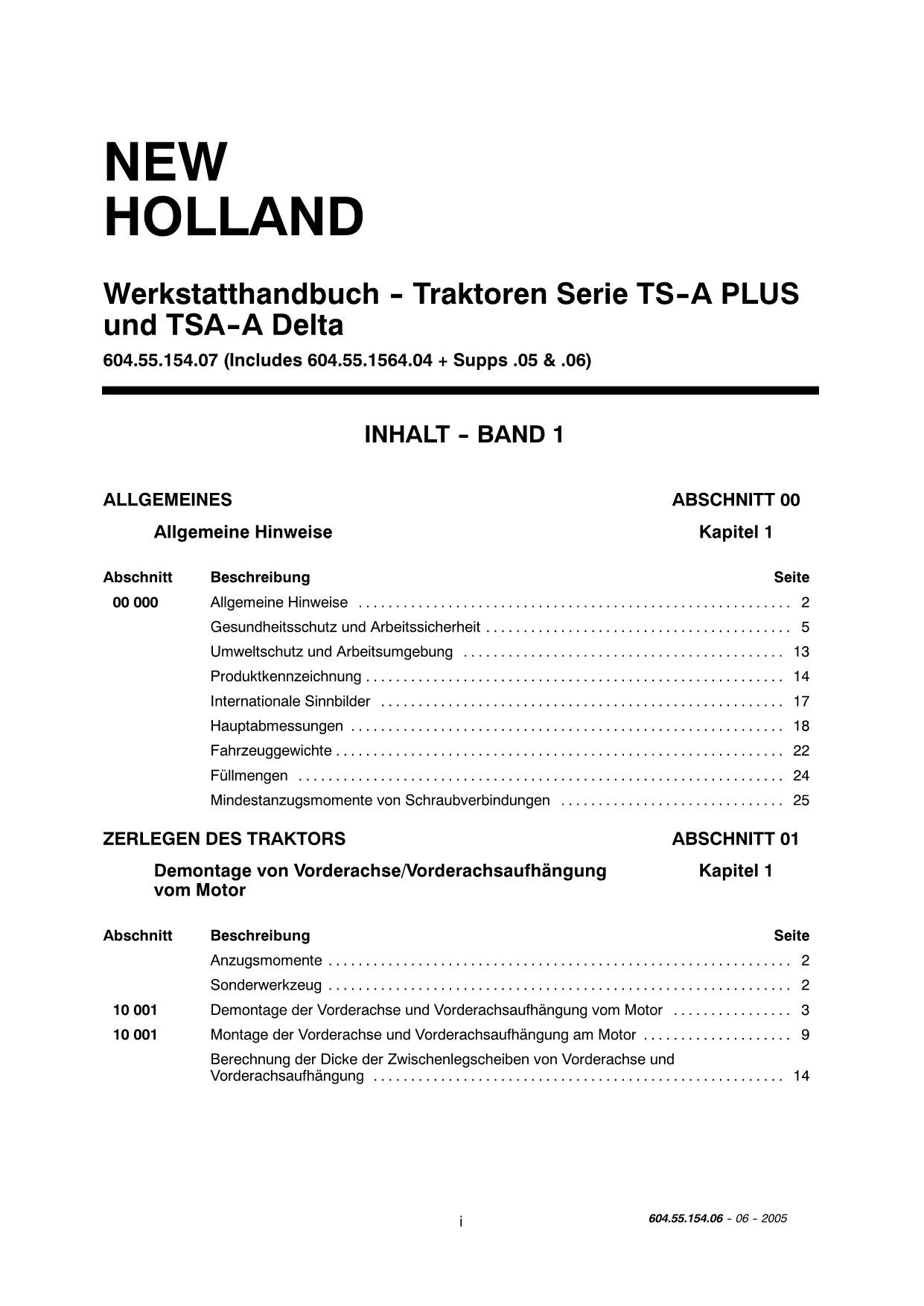 NEW HOLLAND TS100A TS110A TS115A TS125A TS130A TS135A TRAKTOR REPARATURHANDBUCH