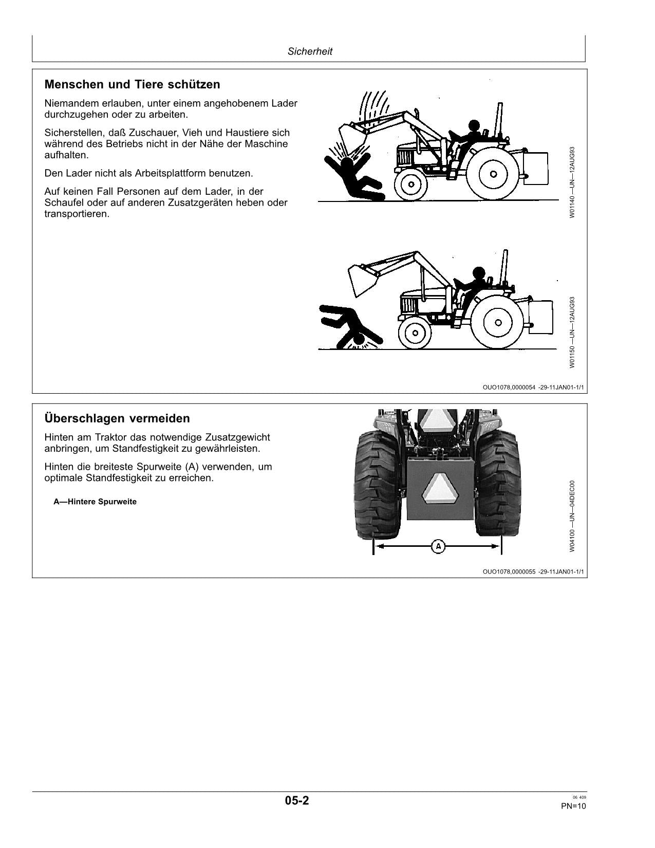 JOHN DEERE 3036E 305 LADER BETRIEBSANLEITUNG