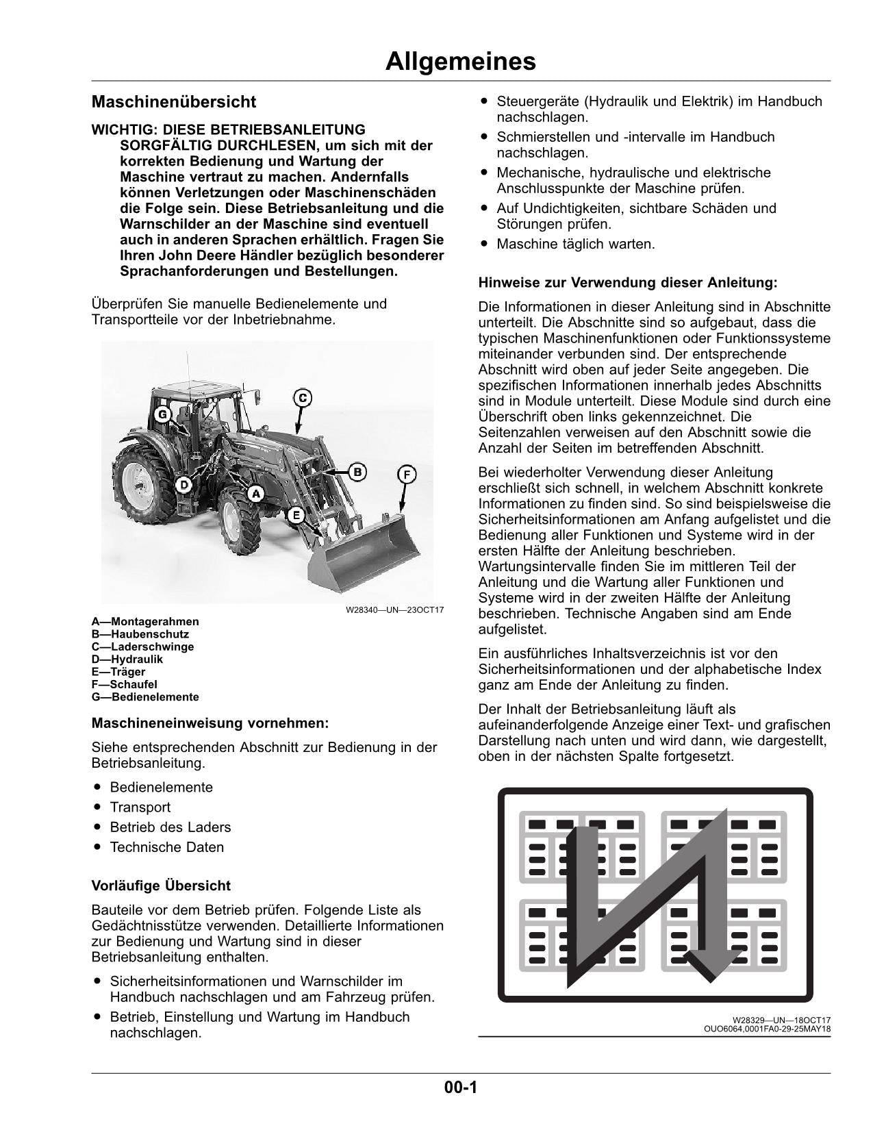 JOHN DEERE LADER D120 H120 BETRIEBSANLEITUNG