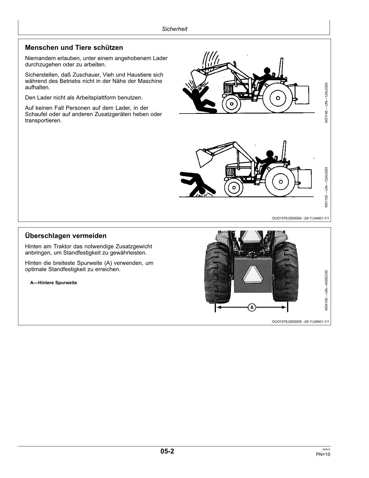 JOHN DEERE 3036E 3038E 305 3032E LADER BETRIEBSANLEITUNG