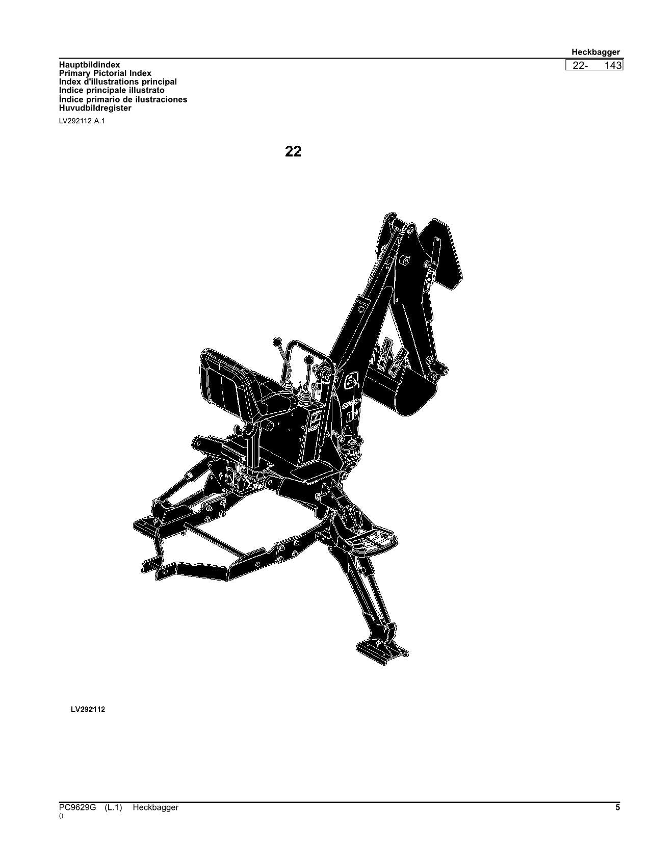 JOHN DEERE 260 260B 270A 270B HECKBAGGER ERSATZTEILKATALOG