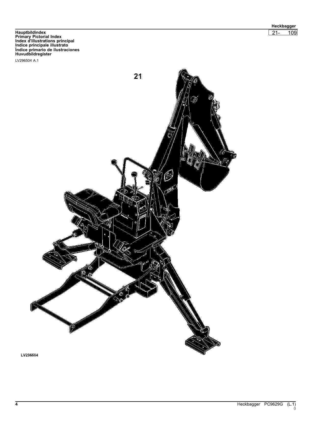 JOHN DEERE 260 260B 270A 270B HECKBAGGER ERSATZTEILKATALOG