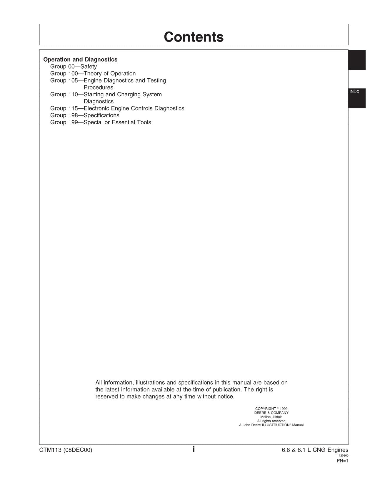 John Deere 6081 6.8 8.1 L Compressed Engine Operation Diagnostics Service manual