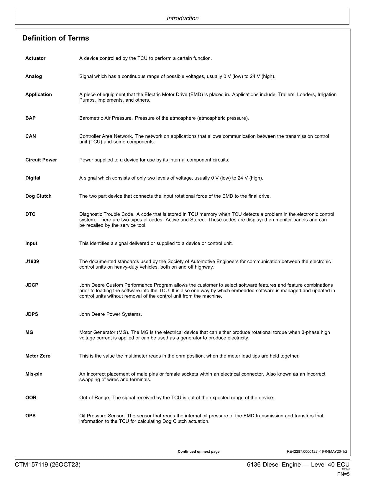 John Deere 6136 Engine Level 40 ECU Service manual