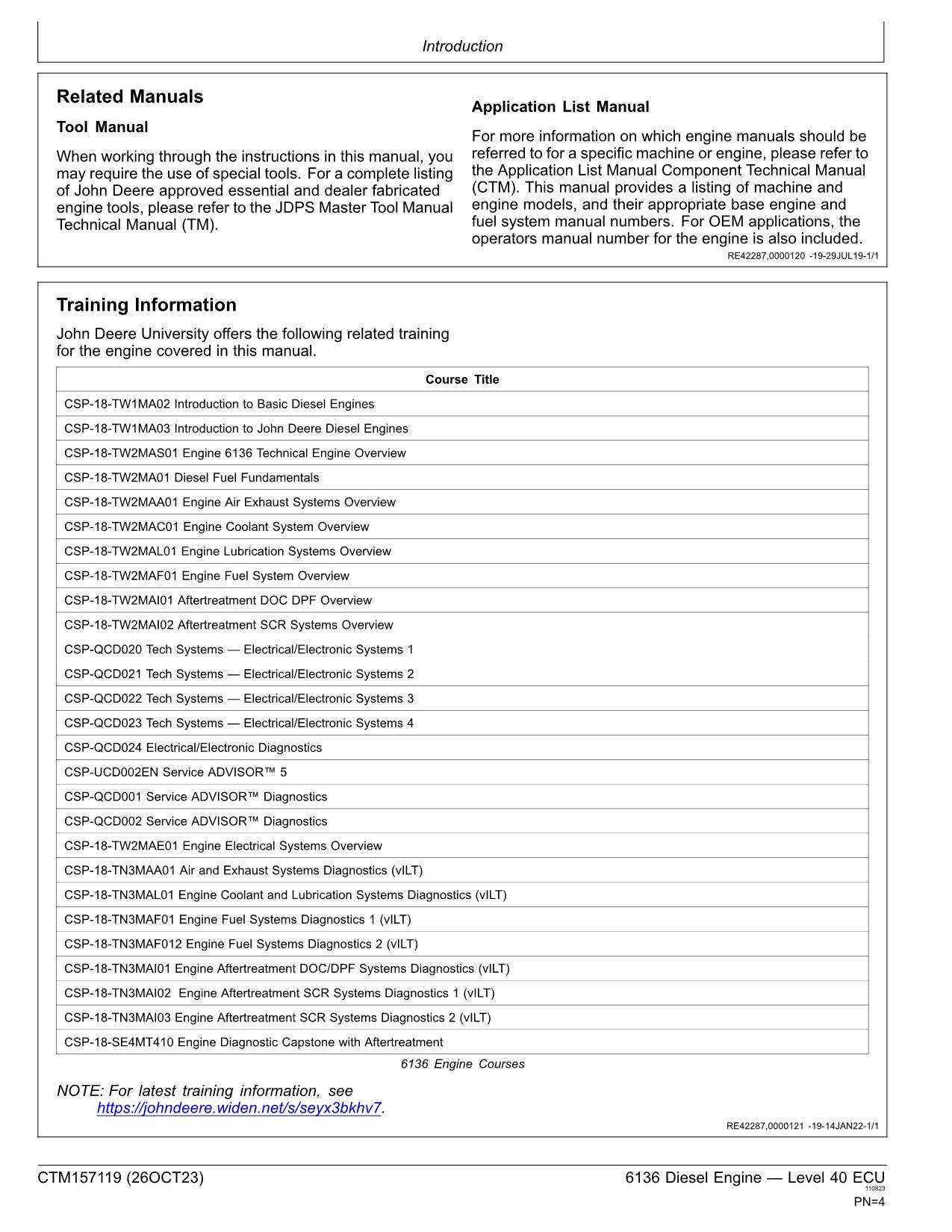 John Deere 6136 Engine Level 40 ECU Service manual