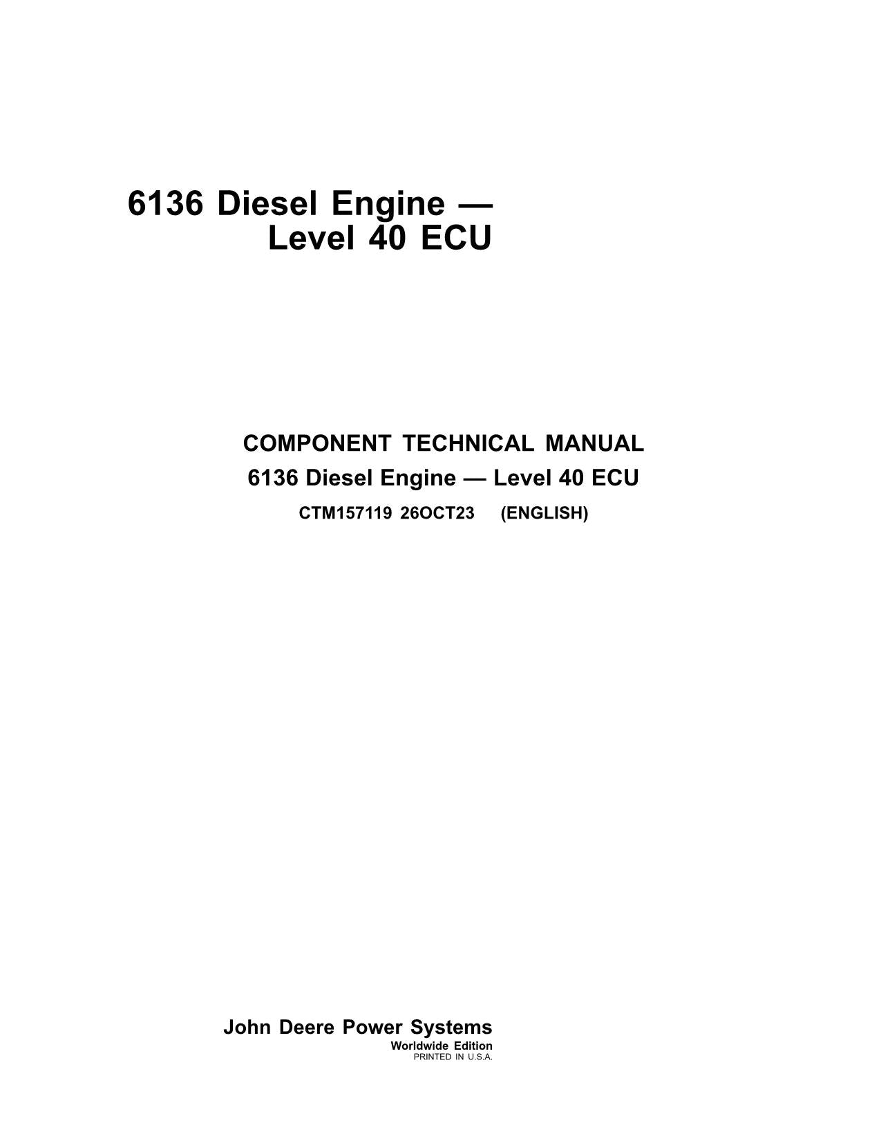 Manuel d'entretien du calculateur moteur John Deere 6136 de niveau 40