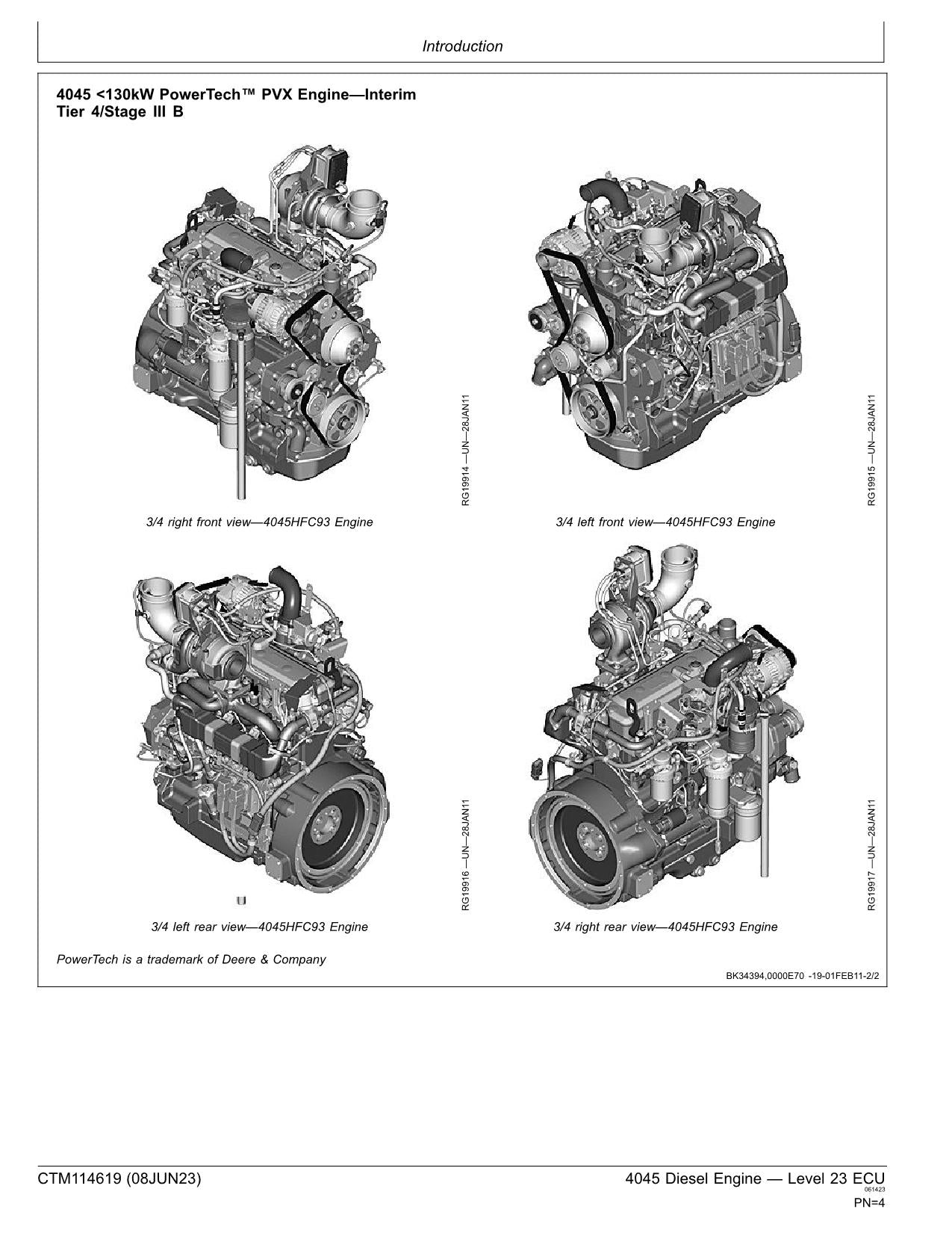 John Deere 4045 4.5L Engine Level 23 ECU Service manual