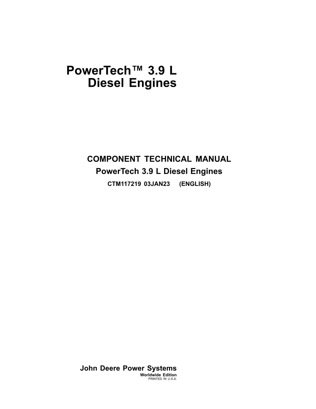 John Deere PowerTech 4039 3.9 W70 L Motor-Servicehandbuch