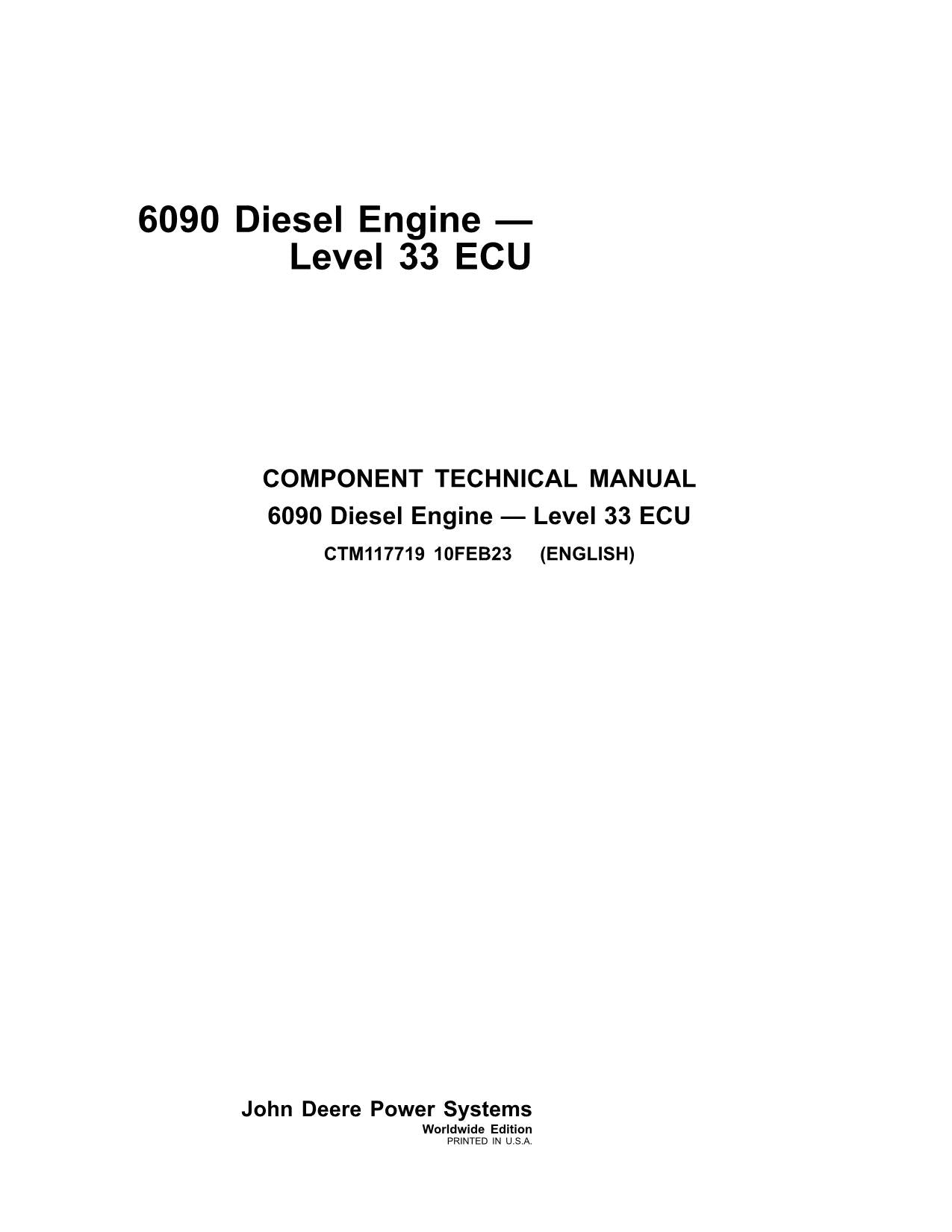 John Deere 6090 9.0L Engine Level 33 ECU Service manual