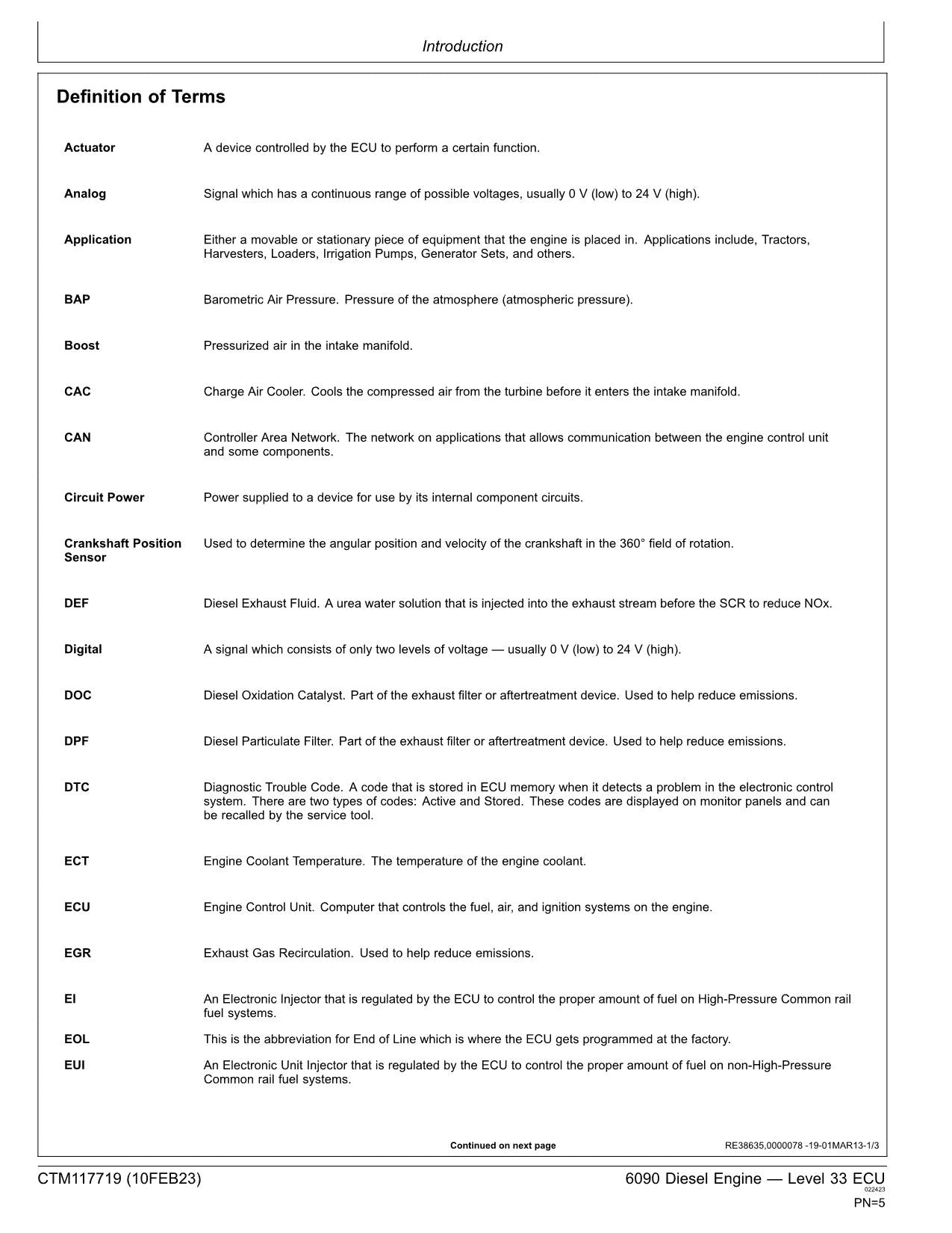 John Deere 6090 9.0L Engine Level 33 ECU Service manual