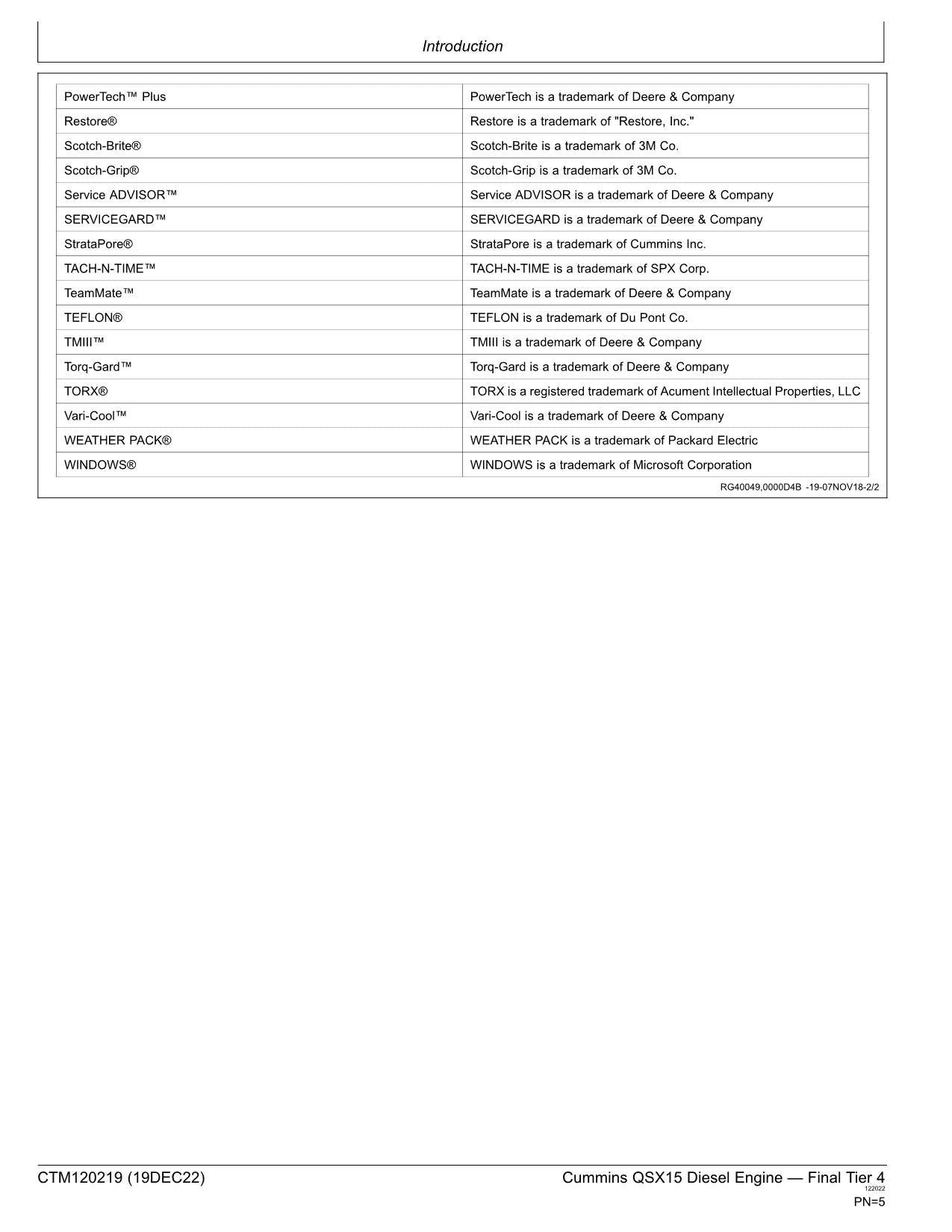 John Deere Cummins QSX15 ISX15 Engine Final Tier 4 REPAIR SERVICE MANUAL