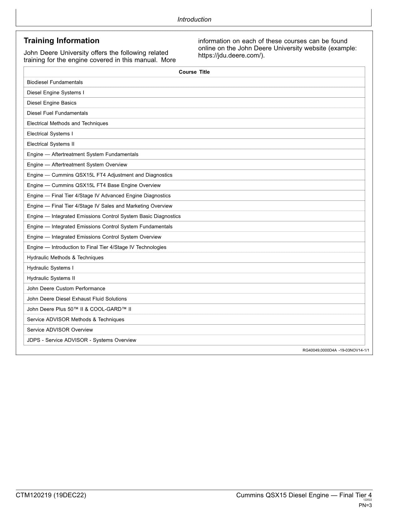 John Deere Cummins QSX15 ISX15 Engine Final Tier 4 REPAIR SERVICE MANUAL