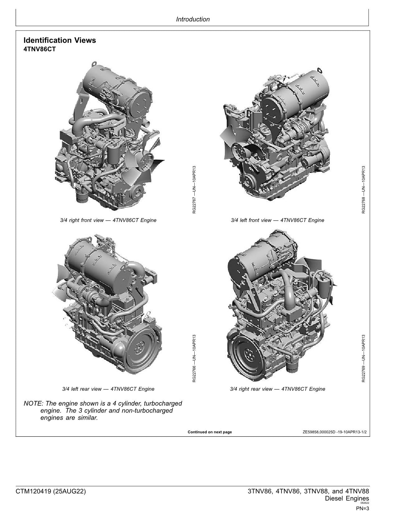 John Deere 3TNV86 4TNV86 3TNV88 4TNV88 Motor-Servicehandbuch